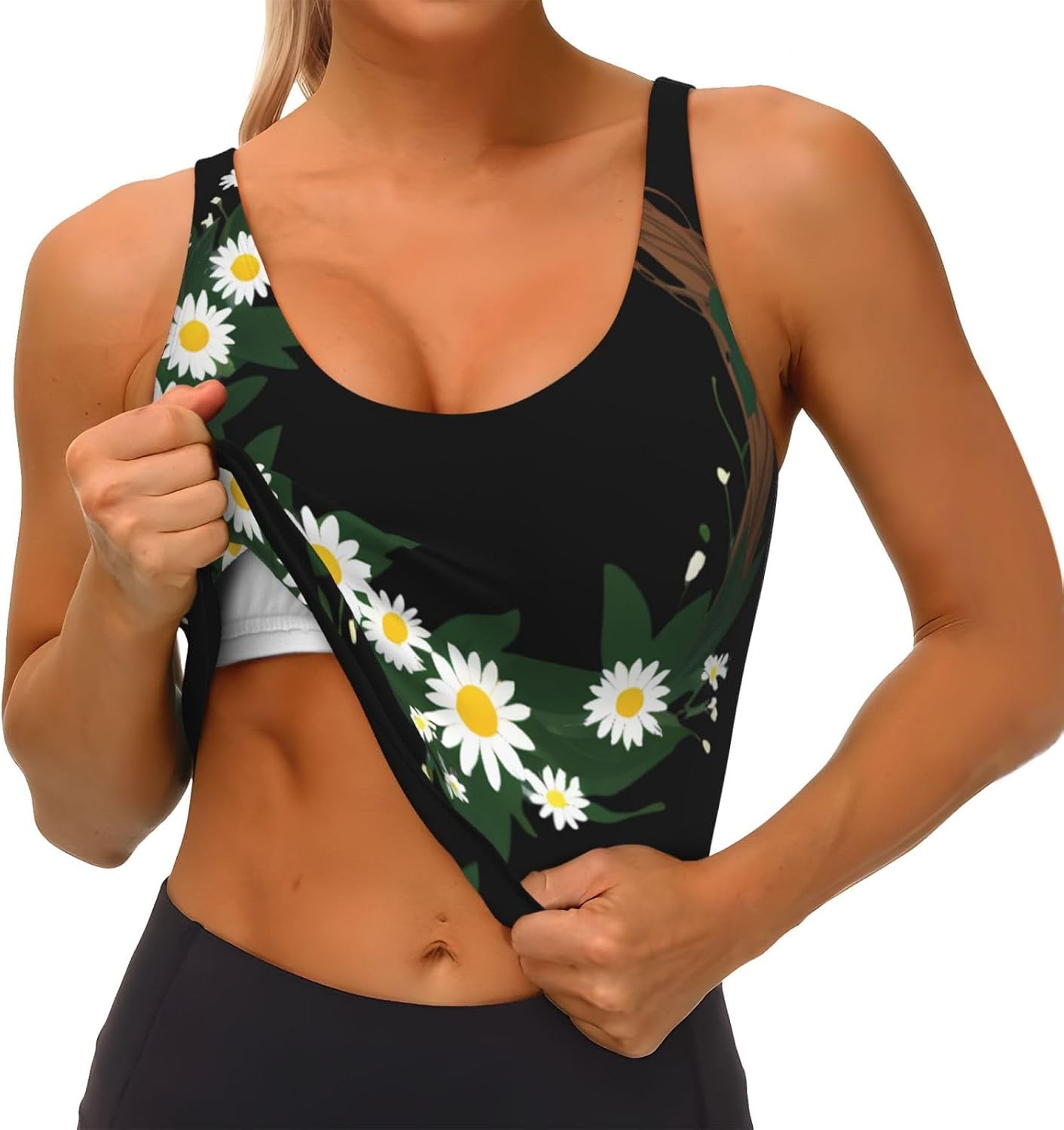 Women's Sports Vest MSRHIUEF Small daisy wreath Printed Soft, Comfortable, Lightweight, and Breathable