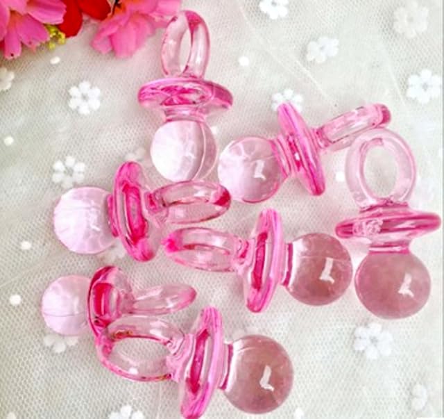 CHSYOO 100 x Mini Deco Pacifier Set, Confetti Table Decoration Confetti Streudeko Giveaway Gift for Christening Babyshower Baby Shower Wedding Birthday Kids Party, Pink