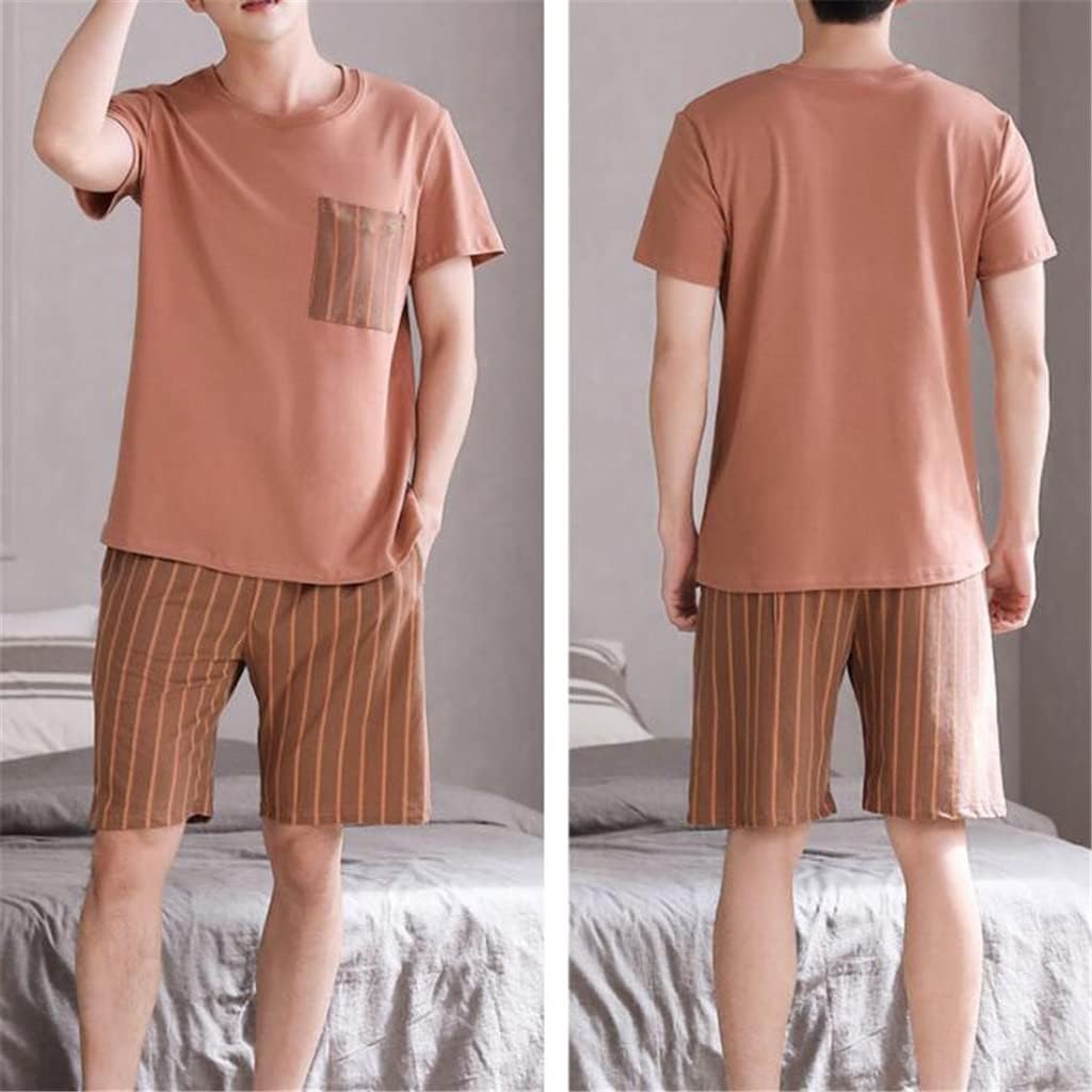 Vertical Striped Shorts Suit Pajamas Men's Cotton Short-sleeved Thin Models