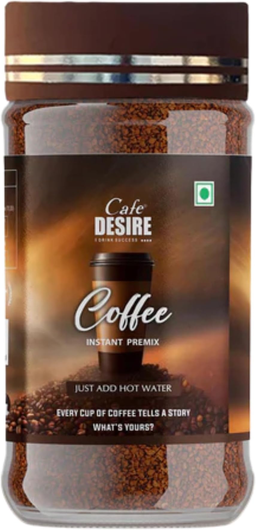Cafe DESIRE I DRINK SUCCESS Instant Coffee Premix, 500g Jar - 3-in-1 Coffee Premix - Just Add Hot Water - Easy & Quick Hot Coffee | Makes 40-50 Cups | GMP, USFDA, FSSAI Certified
