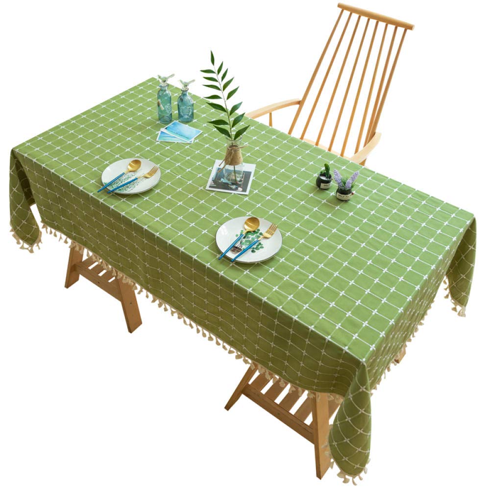 Anti Tache Nappe Lavable Rectangulaire Coton et Lin Respirant de Qualité Supérieure Longue Durée Vert 100 × 160cm