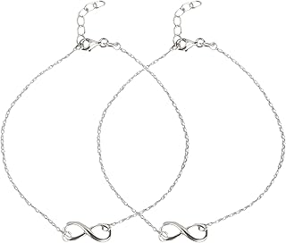 zavya 925 Sterling Silver Modest Infinity Rhodium Plating Chain Anklet (Pair) | | Gift for Women & Girls | With Certificate of Authenticity & 925 Stamp-picture-31