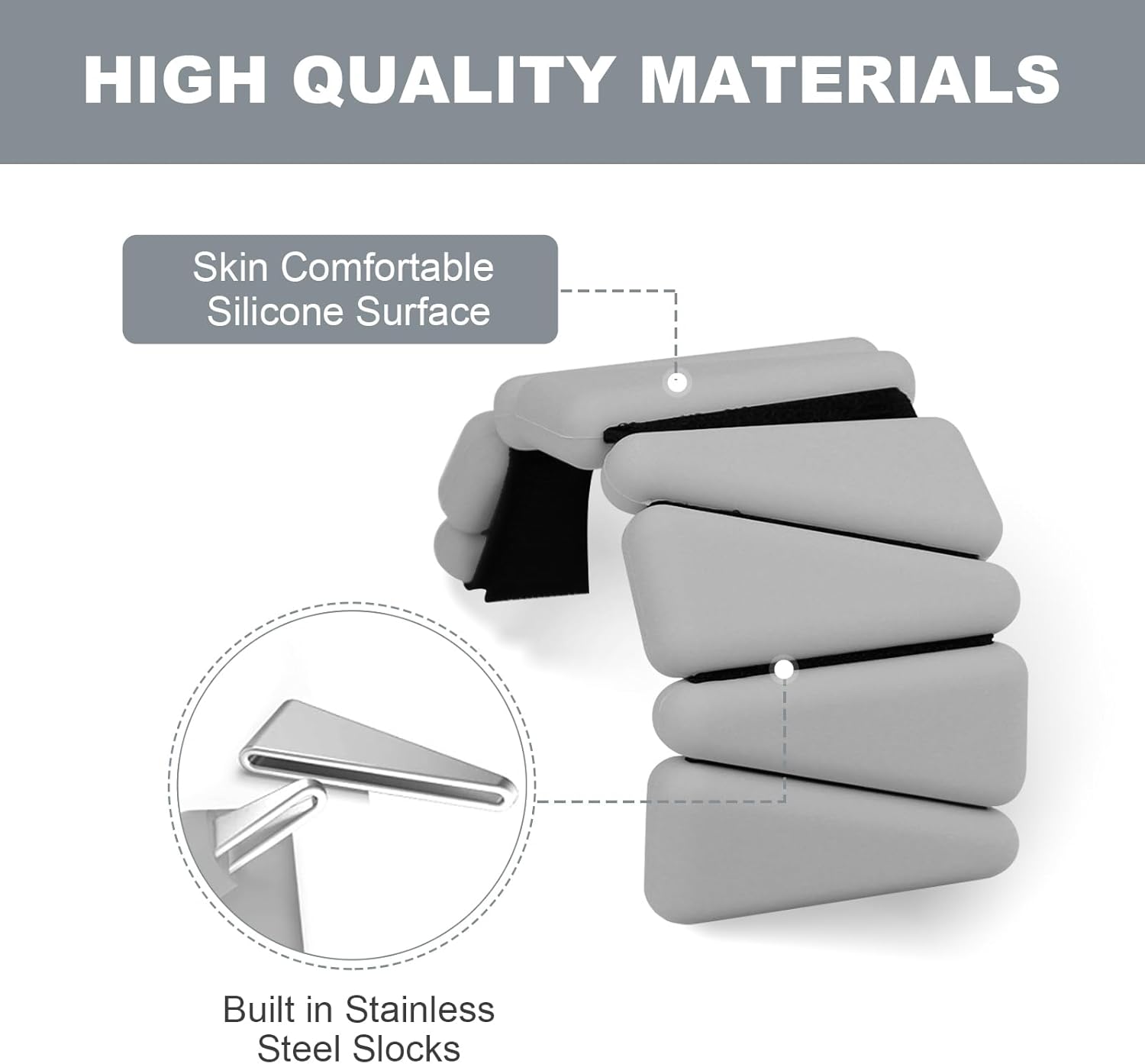 Wrist Weights Set of 2, Adjustable Silicone Workout Weights for Women and Men, Wearable Ankle/Wrist Weights Suitable for Yoga, Dance, Pilates, Pool Exercises and Jogging, 2lb Grey image 4 of 7 B0CZQRY26Y