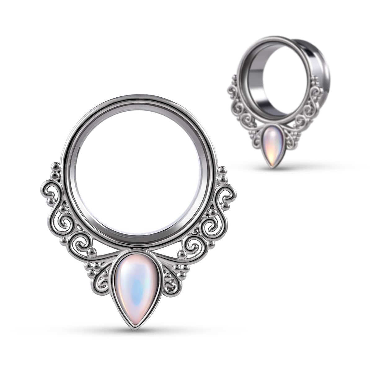 COOEAR Gauges For Ears Piercing Tunnels, Double Flared Retro-reflective Sheeting Tear Drop Plugs.