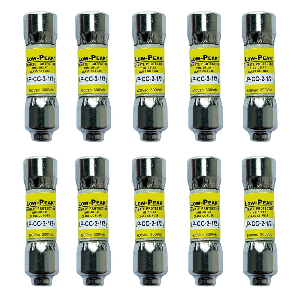10-Pack New LP-CC-2-1/2 LP-CC-2-1/2A LP-CC 2.5A 600Vac Time Delay Fuse,LP-CC-2-1/2A Current Limiting Class CC Rejection Cartridge Fuses