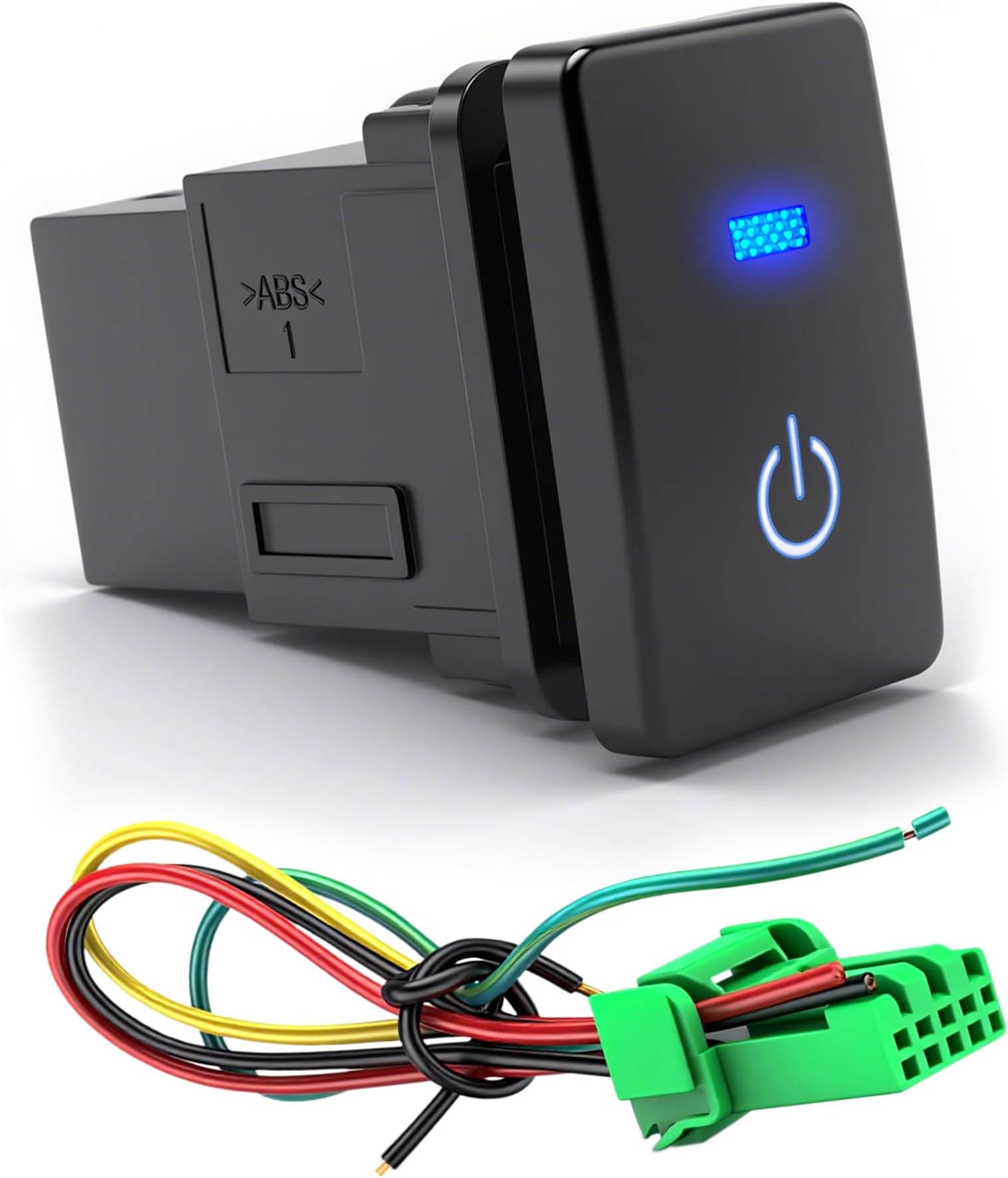 12V Blue LED Push Button Switch Waterproof Toggle with 4-Wire Connector Kit Multi-Purpose for Car Modification (Start Switch)