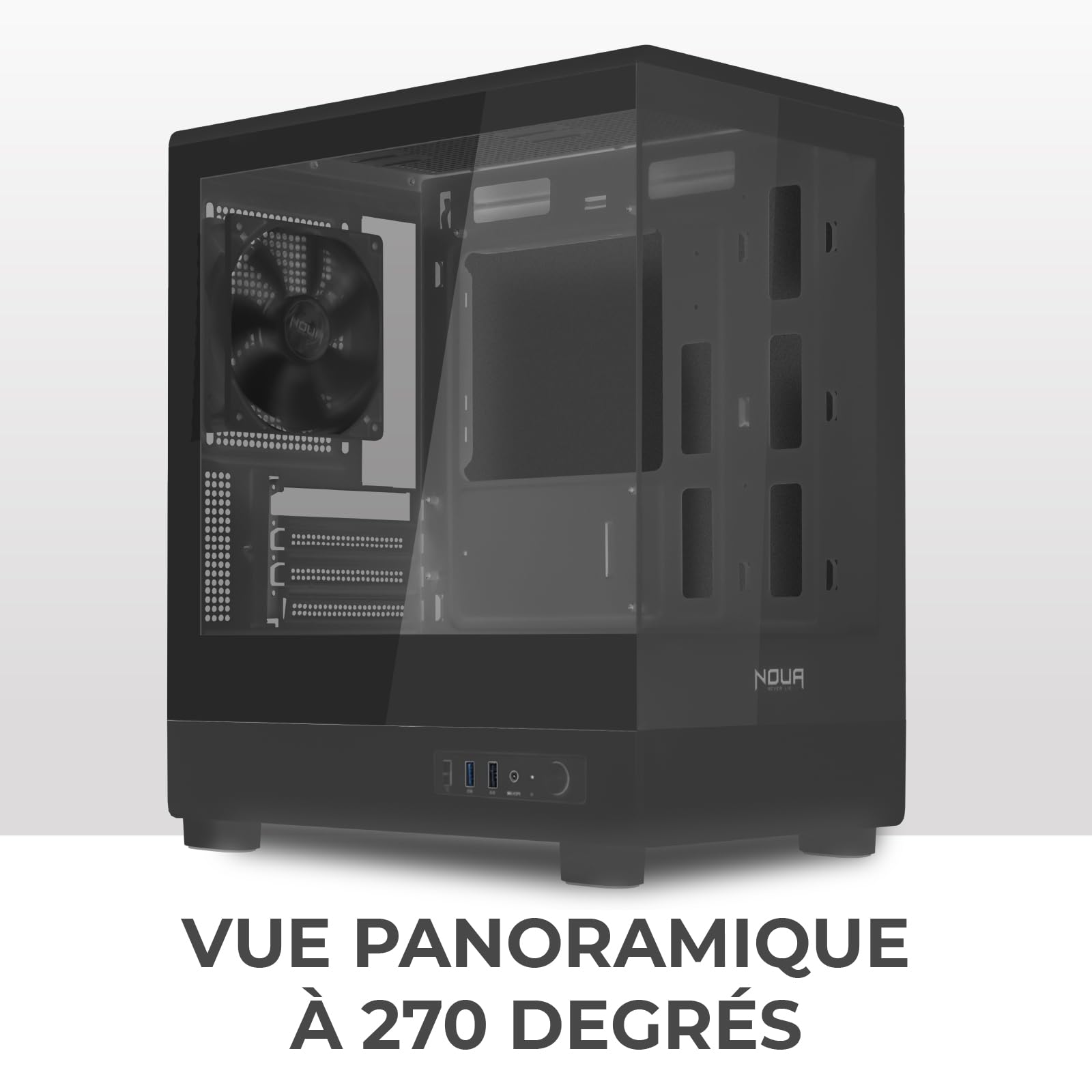 Noua Fobia LK200 Boîtier PC Gaming Micro-ATX, Ventilateur Noir 120 mm, boîtier Micro Tour pour Ordinateur Double Verre trempé panoramique, Noir