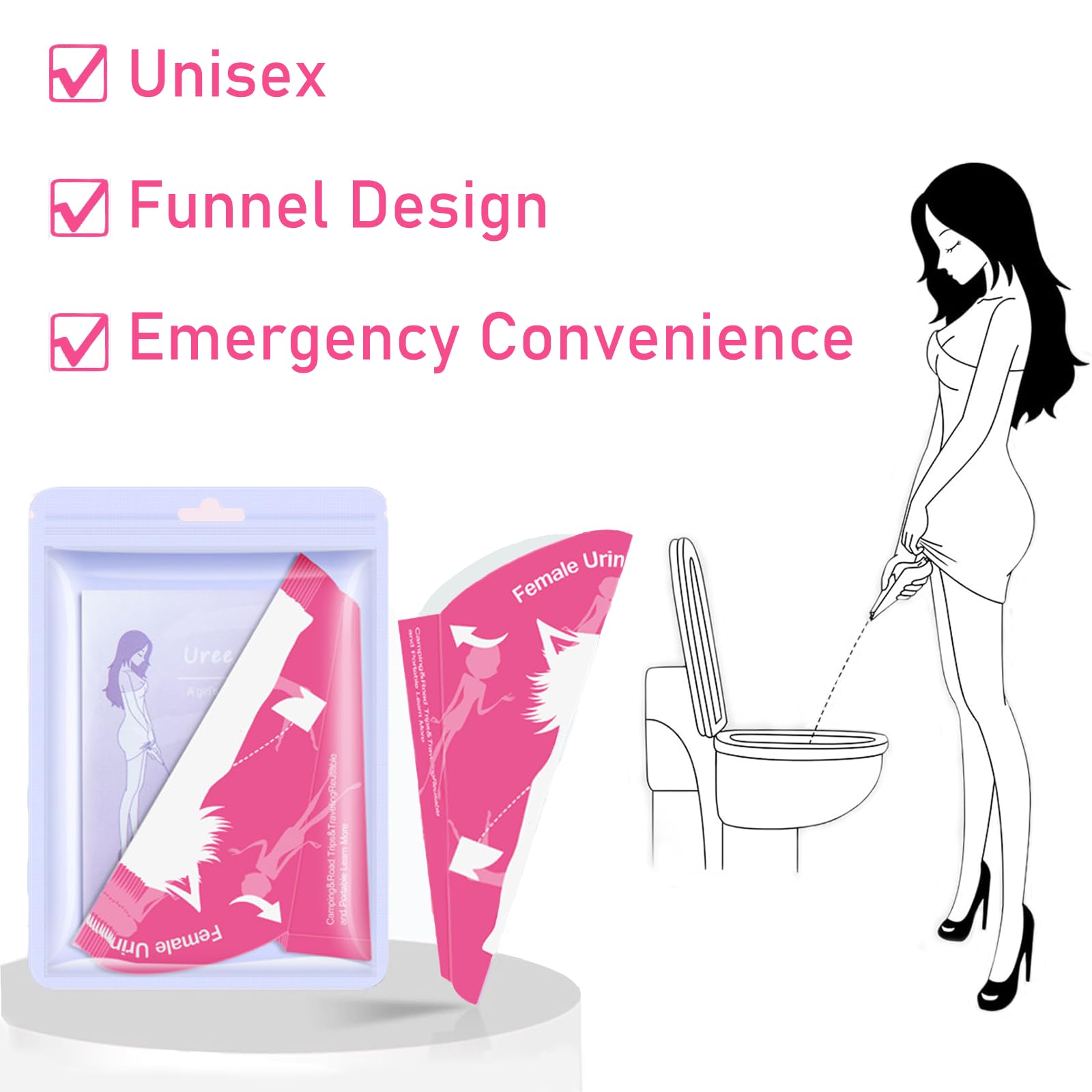 50 Stück Urinal Für Frauen – Einweg, Aus Wasserdichtem Papier, Für Outdoor, Camping & Reisen