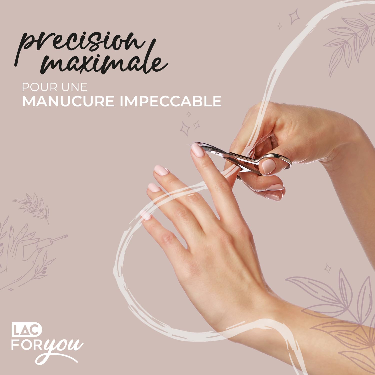 LAC FOR YOU Ciseaux Ongles en Acier Inox – Ciseaux Cuticule Ongle 9 cm pour Manucure et Pédicure – Coupe Précise des Mains et des Pieds