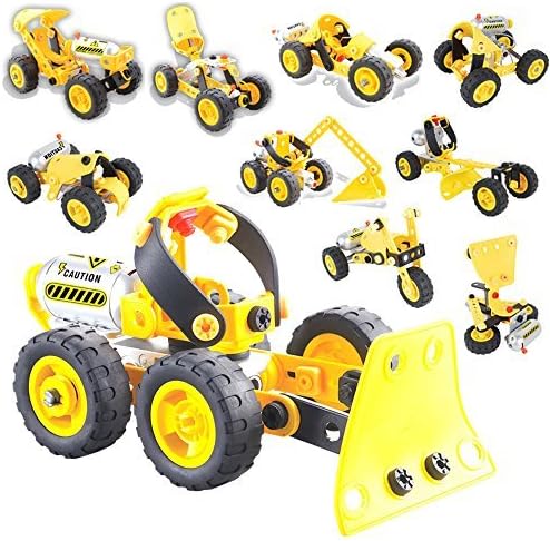 Milkee Car Building Set, 10-in-1 Kit, Imagination Vehicle Truck Assembly Disassembly Construction Puzzles, DIY Intelligence Learning Play Toys Set for Children Girls Boys Age Over 5 Years Old