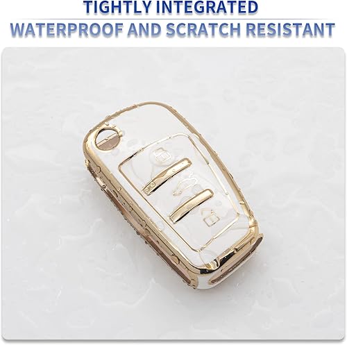 Miniatura 10 de SK CUSTOM Funda protectora para llavero inteligente de TPU negro con borde dorado compatible con Audi A1 A3 A4 A5 A6 A8 Q3 Q5 Q7 R8 RS4 S3 S4 S5 S6