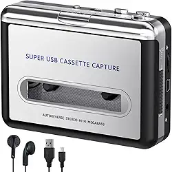 Gravador de fita cassete - Converta fita para digital MP3 digital, Walkmaner portátil com auto-reverso, conector de fone de ouvido de 3,5 mm