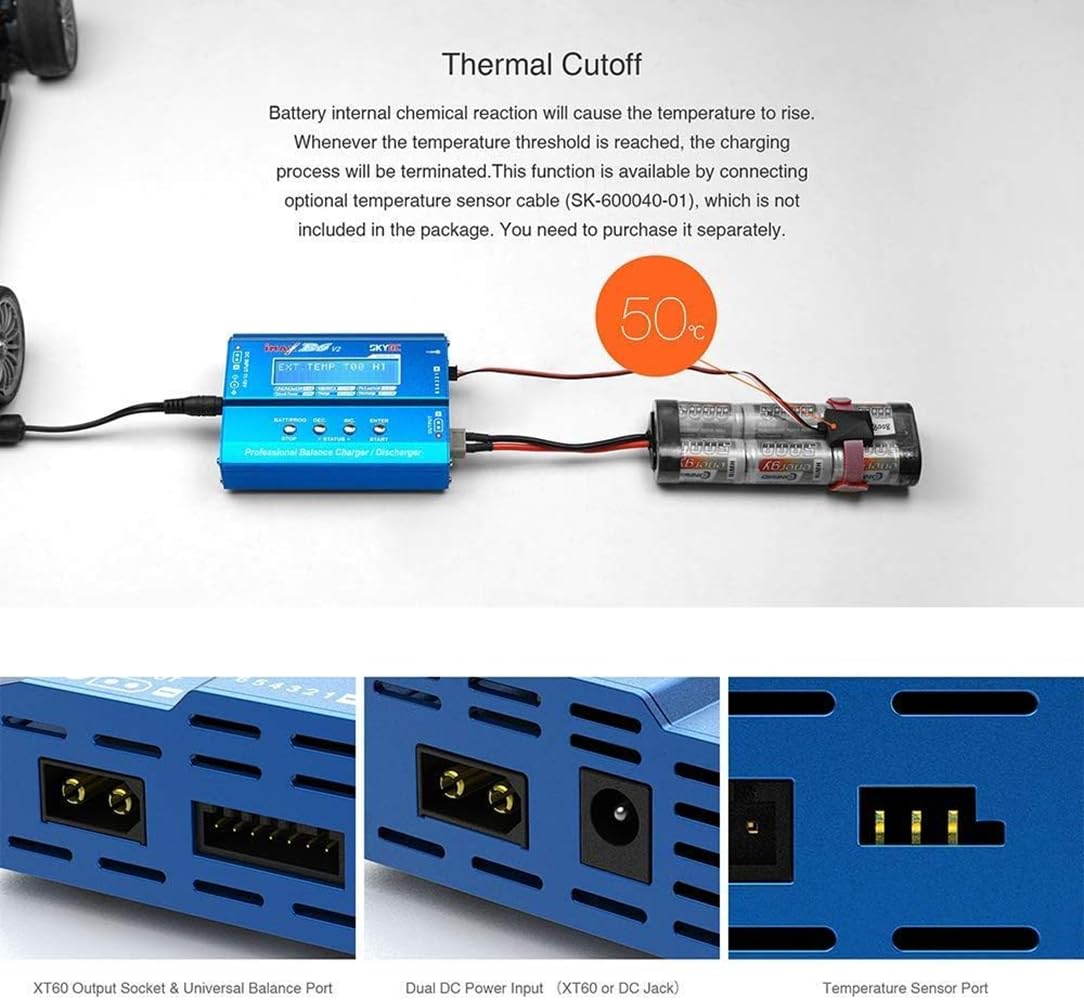 iMAX B6 V2 DC 60W 6A X60T RC Mehrere Akku Balancer Ladegeraet Entlader für 1S-6S LiPo Li ion Life LiHV, 1S-15S NiCd NiMh Pb AGM Ladegerät für DJI Drohne Inspire Auto Airsoft Spielzeug Batteries