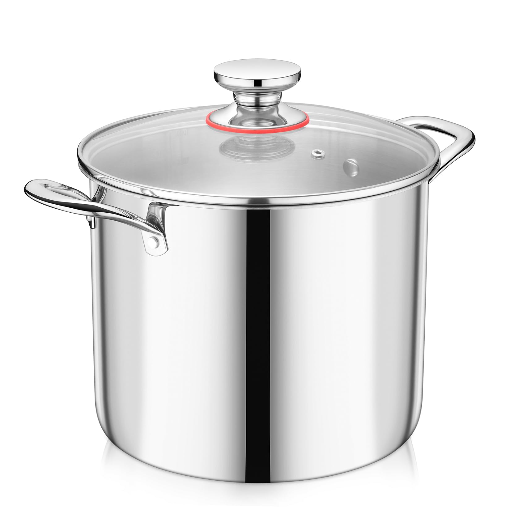 Kochtopf Groß 9,4 L, Onader 3-Lagen Edeastahl Topf Induktion, Kochtöpfe Nudeltopf Suppentopf mit Glasdeckel für alle Herdarten, Gesund & Spülmaschinenfest - 25,5cm