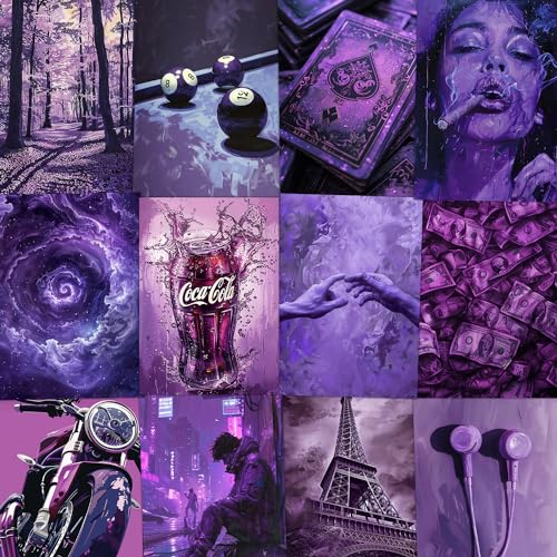 Image of Wallgasm Purple Aesthetic Poster Set - Set of 54, 4 x 6 Inches Wall Decor Poster - Posters For Bedroom, Living room, Office | Aesthetic Room Decor Items