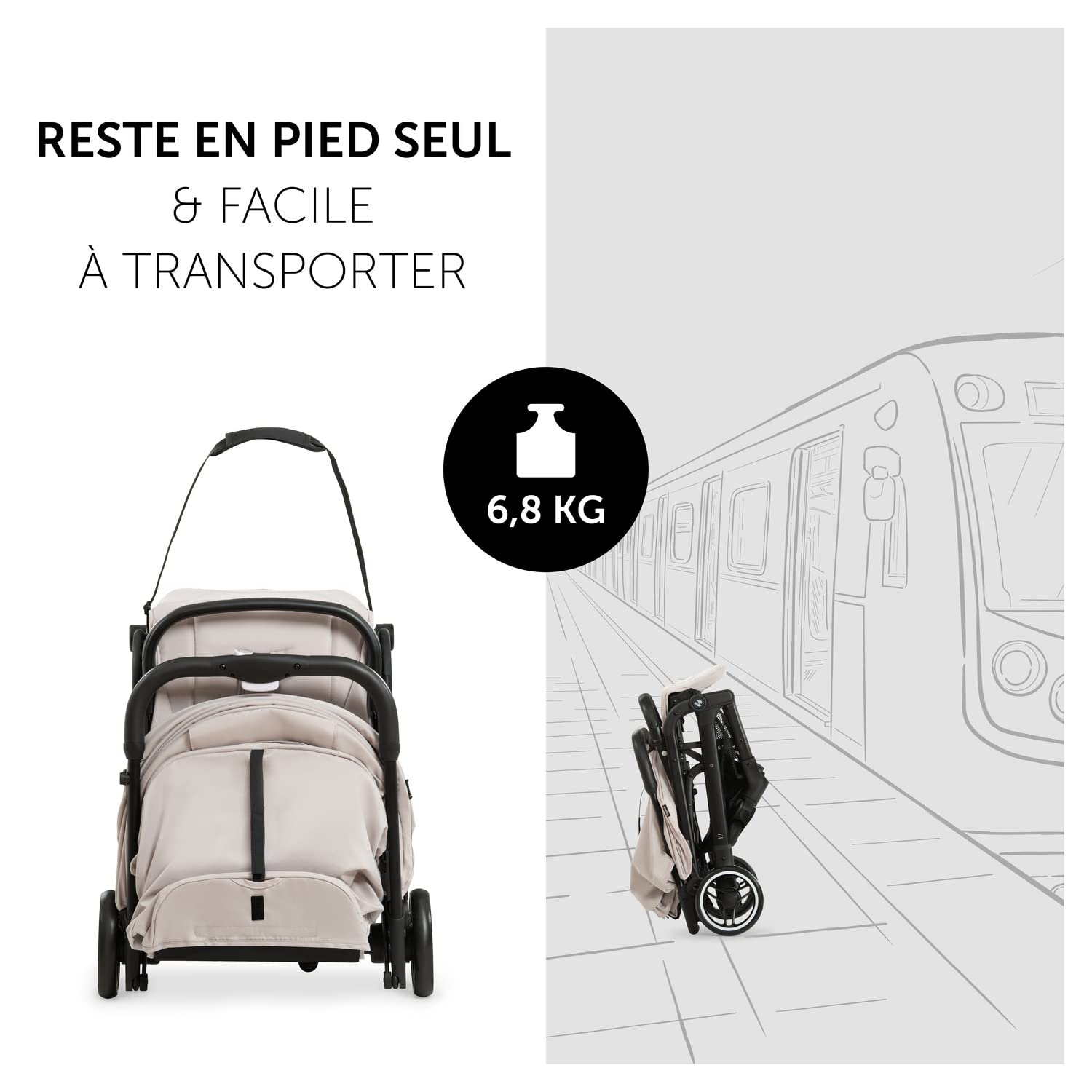 Hauck Poussette Compacte Travel N Care Beige 22 kg 6,9 kg UPF 50+
