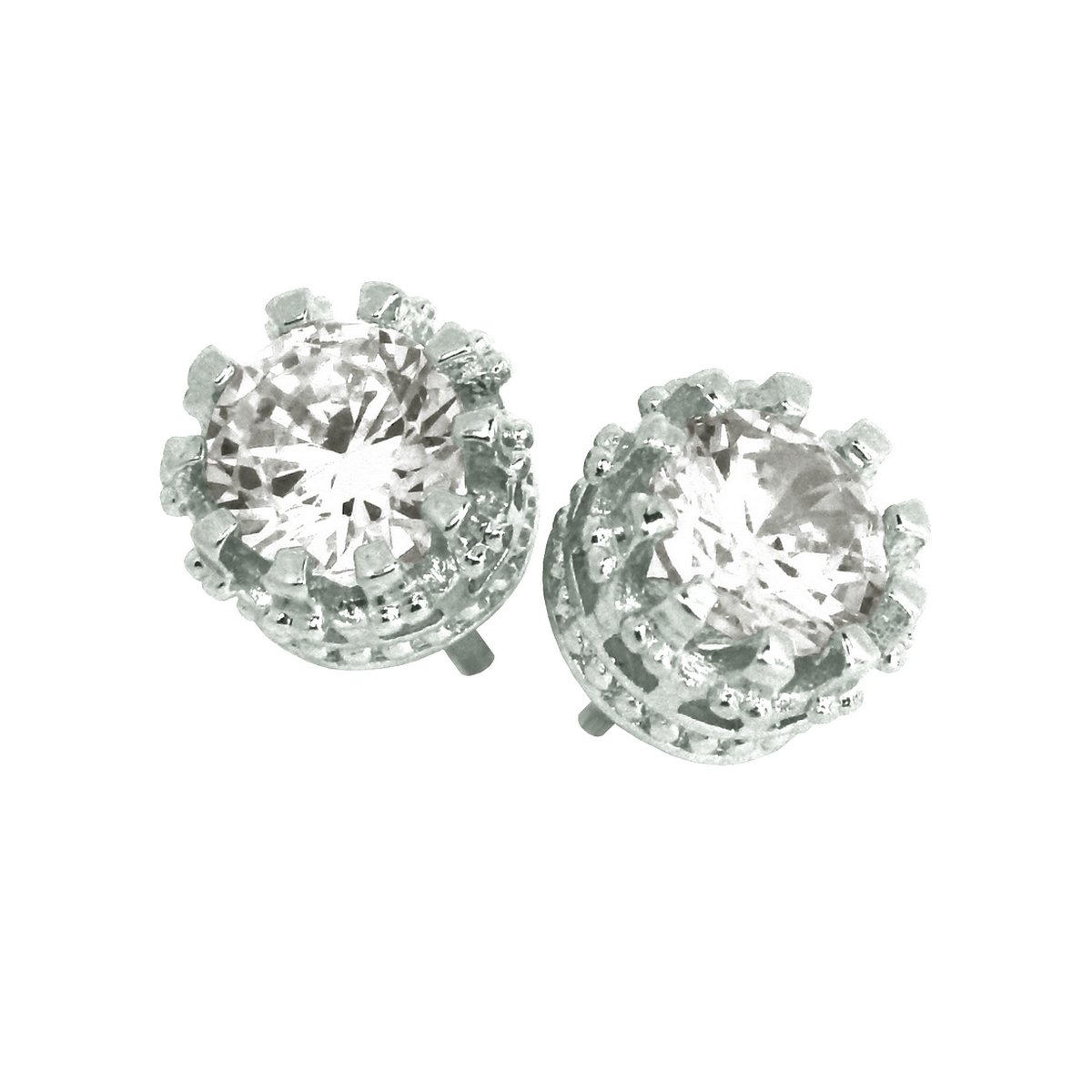 Elegant 925 Sterling Silver Austrian Crystal Cubic Zirconia Small Round Stud Earrings