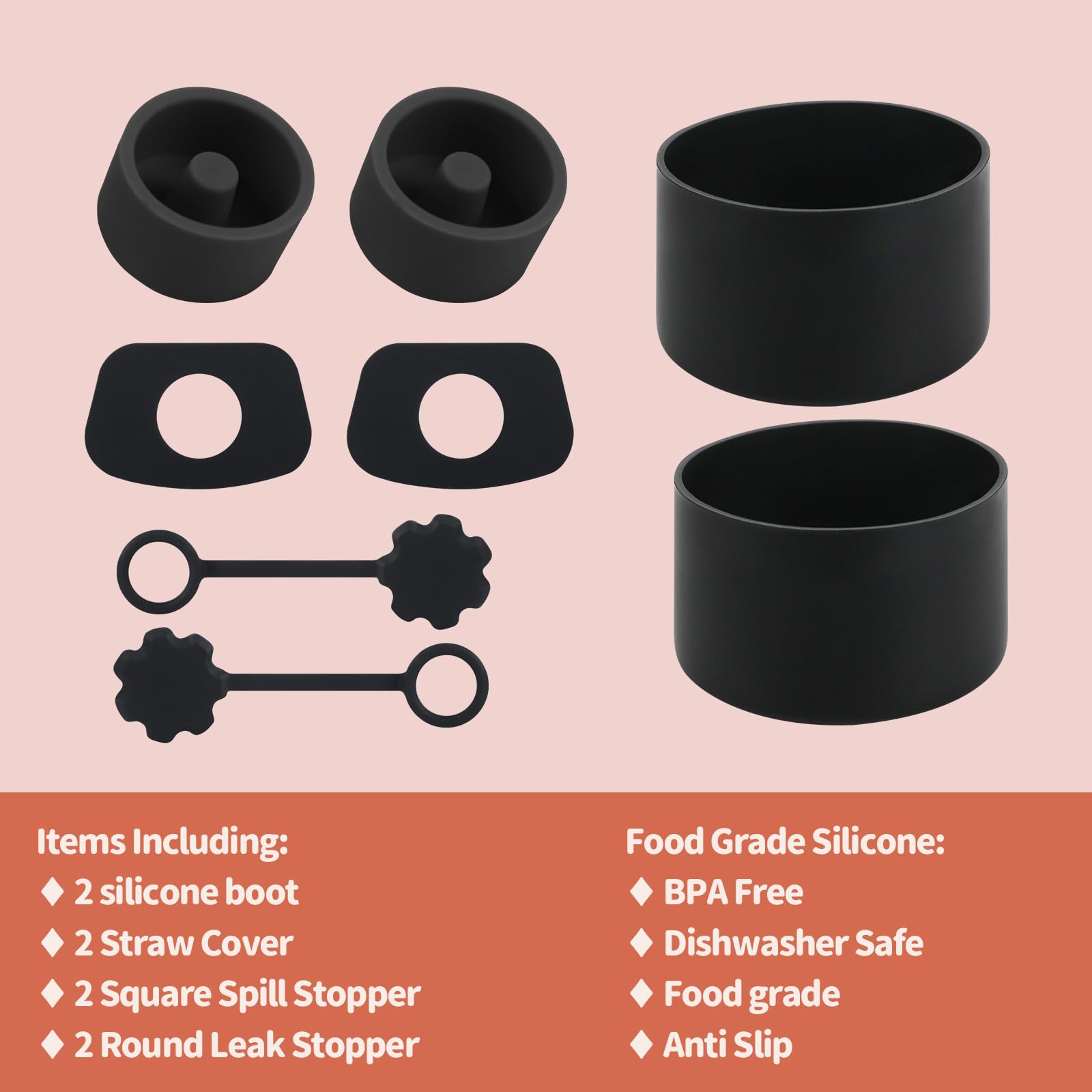 SALUOKE Cup Accessories 8 Pcs for Stanley Including 2 Straw Cover Cap, 2 Square Spill Stopper, 2 Round Leak Stopper - Image 2