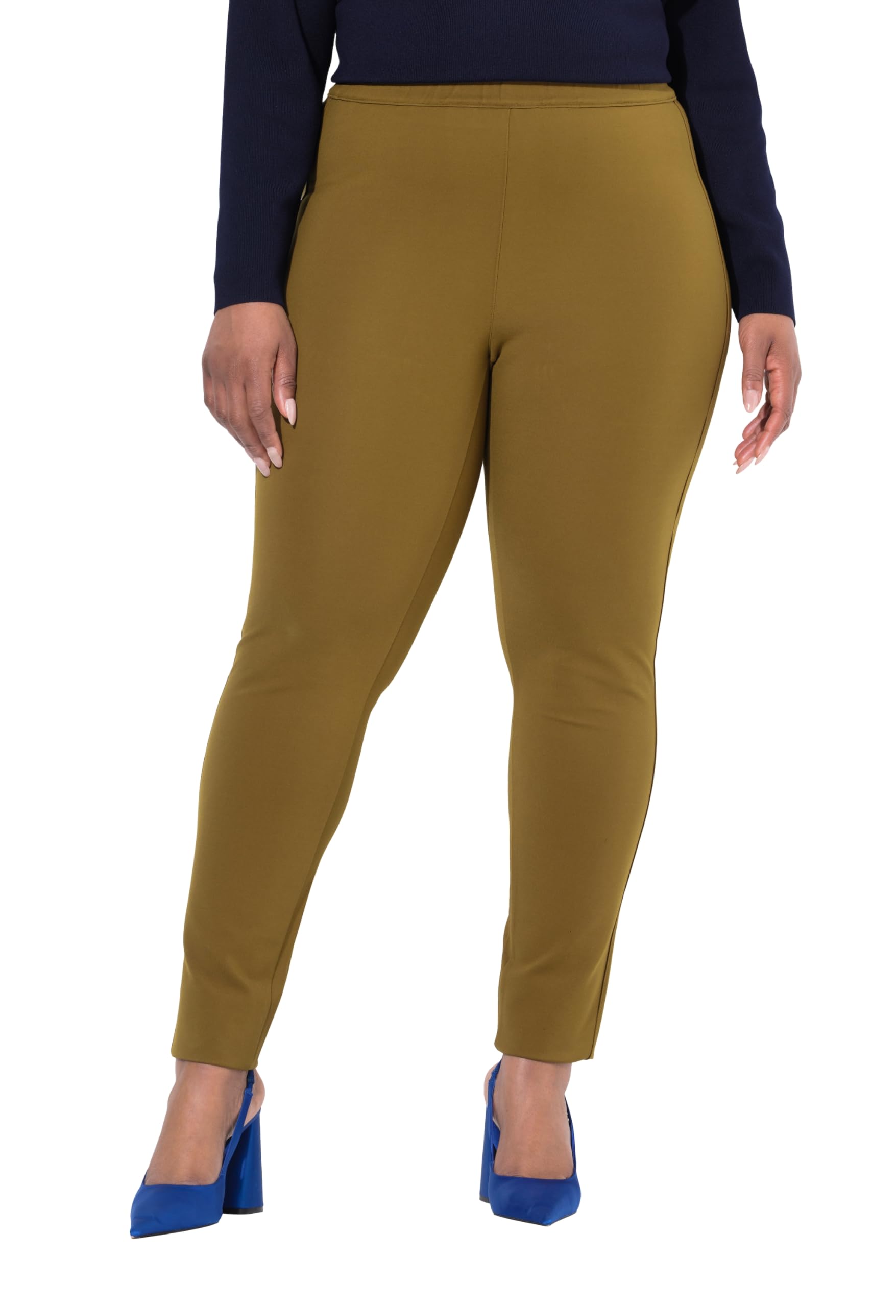 Ulla Popken Damen große Größen Übergrößen Plus Size Punto-Hose Sienna, schmales Bein, Elastikbund 688136