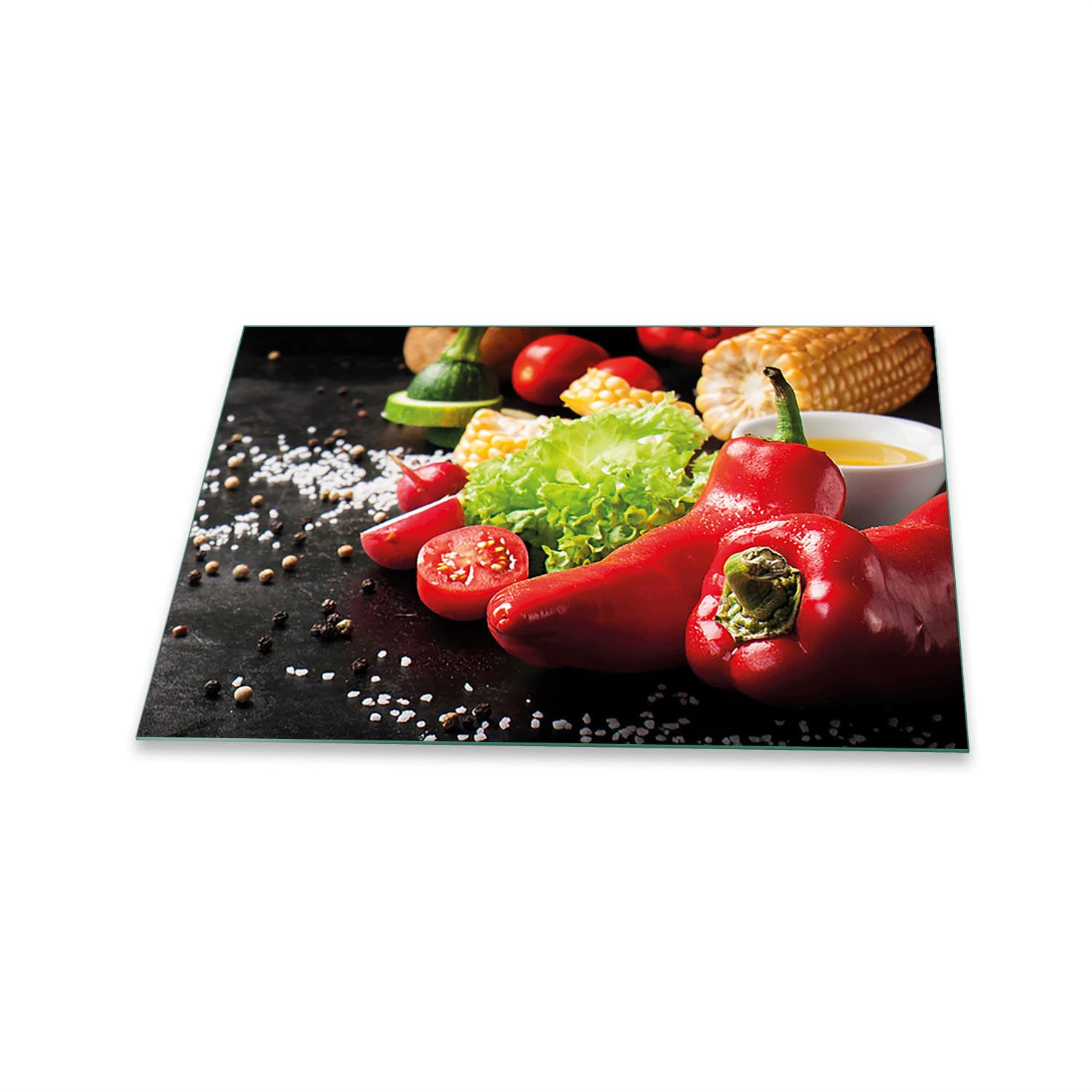 TMK | Piastra di Copertura Protezione per Piano di Cottura, 60 x 52 mm, in Vetro, per Fornelli Elettrici, a Induzione, Paraspruzzi, Tagliere Decorativo in Granito Caffè