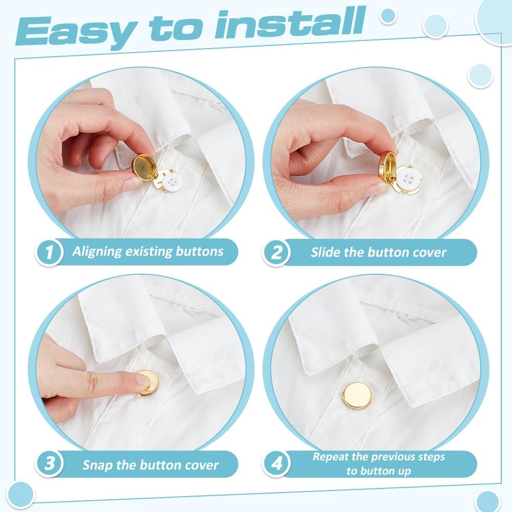 20Pcs Flat Round Cuff Button Cover Raw Unplated Metal Cufflinks Decorative Buttons Clips Replacement Apparel Accessories for Formal Business Meetings Wedding Clothing Decoration