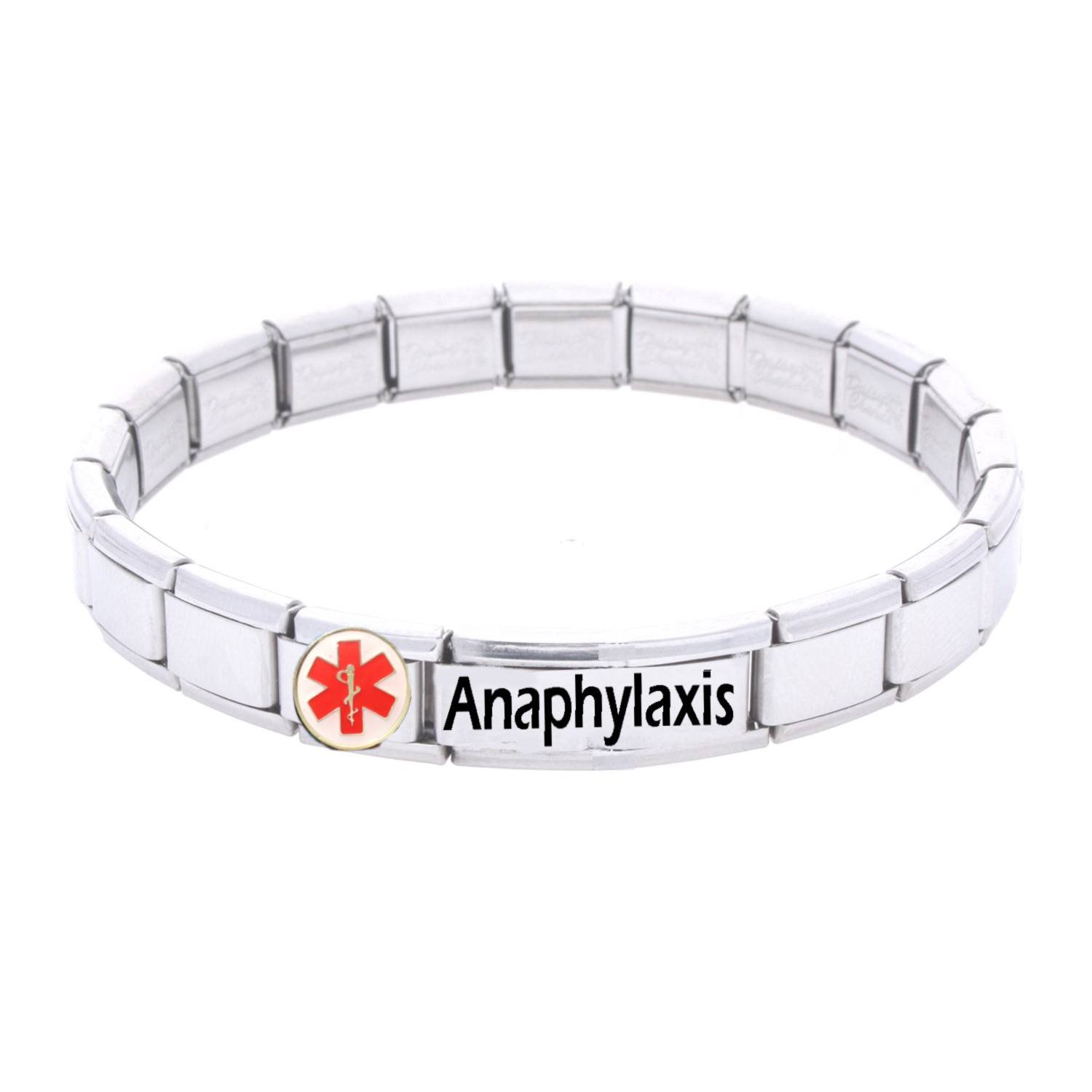 Anaphylaxis Medical ID Alert Bracelet - One size fits all.- Totally Adjustable - JSC Jewellery THE Medical ID Charm Bracelet Specialists.