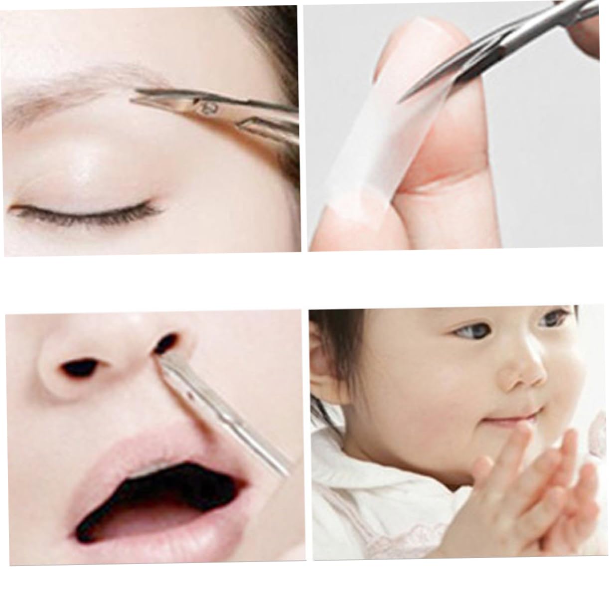 FOMIYES 2pcs Round Tip Nose Hair Scissors Stainless Steel Eyebrow Trimmer Safety Nose Hair Trimmer