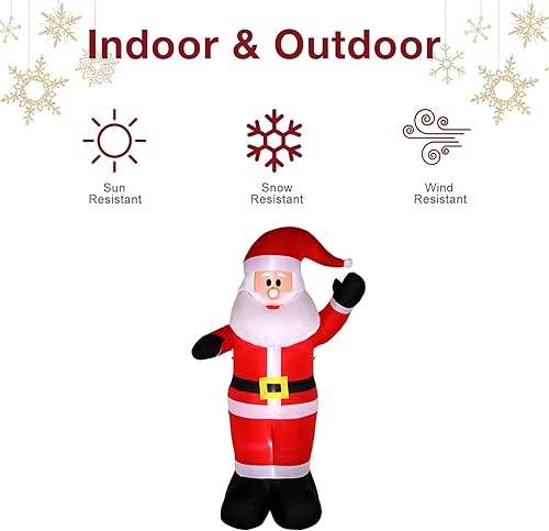 Miniatura 5 de Inflables de Navidad de 8 pies de alto, decoraciones de Navidad al aire libre, Papá Noel inflable con luces LED incorporadas, decoración de patio