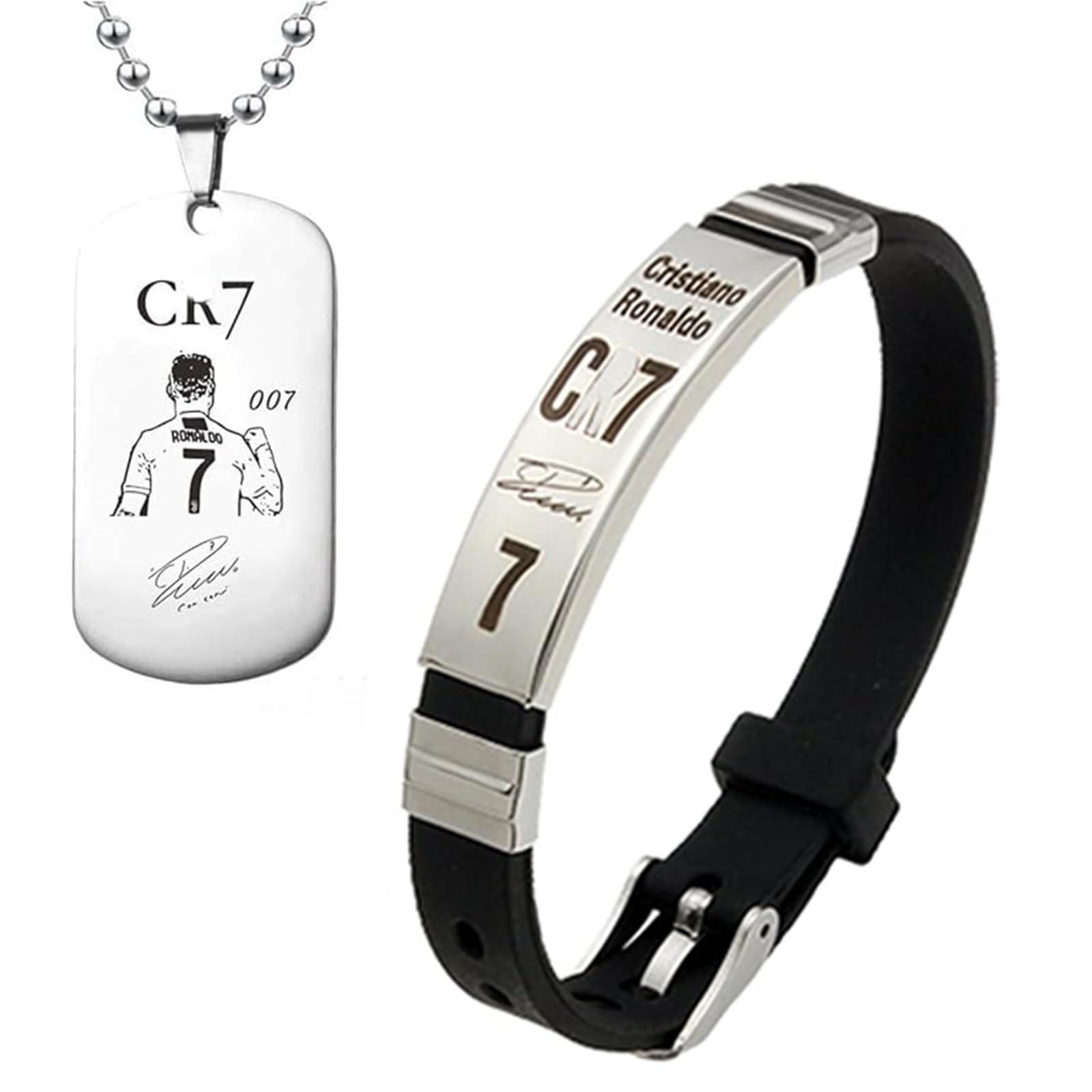 Cadena y Pulsera de Fútbol para Niños - Número 7 - Collar Deportivo