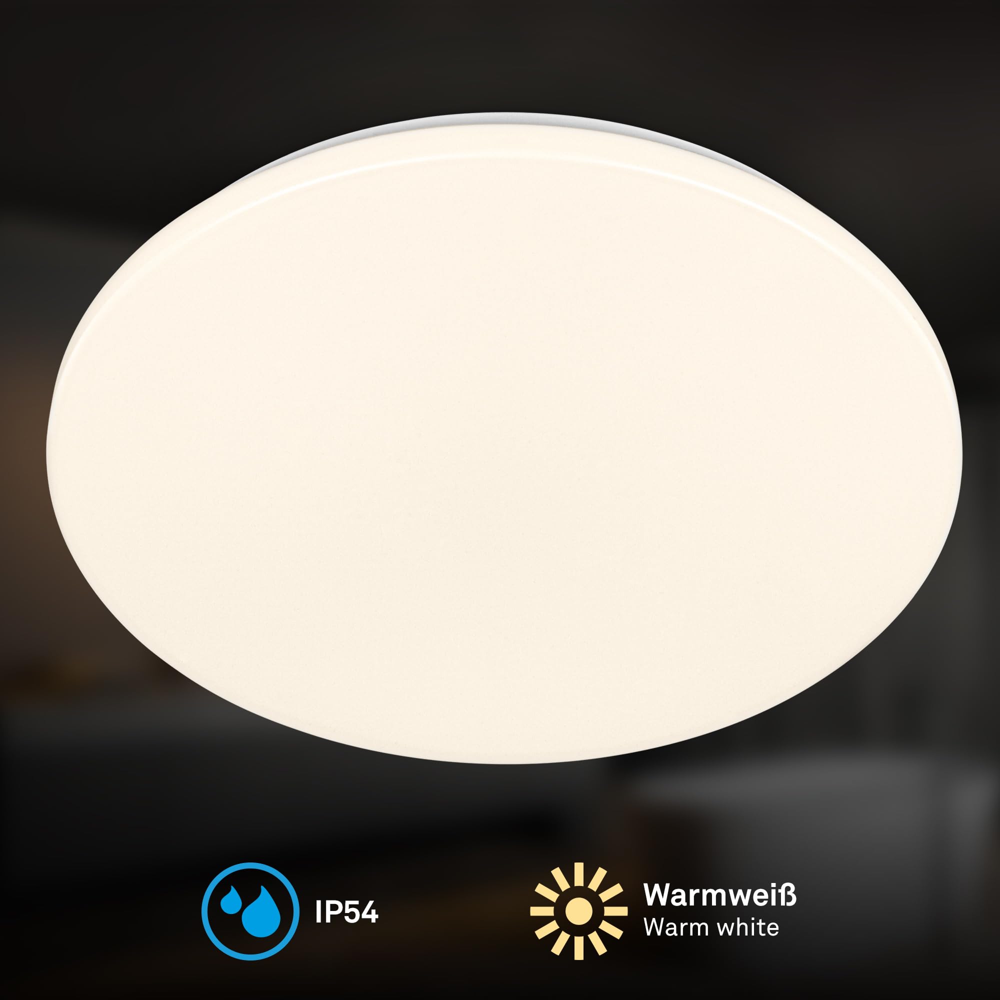 BRILONER - Plafonnier LED pour salle de bain, couleur blanc chaud, protection contre la poussière et les éclaboussures, 24W, 2600lm, plafonnier, cuisine, wc, 35x5,5 cm, blanc