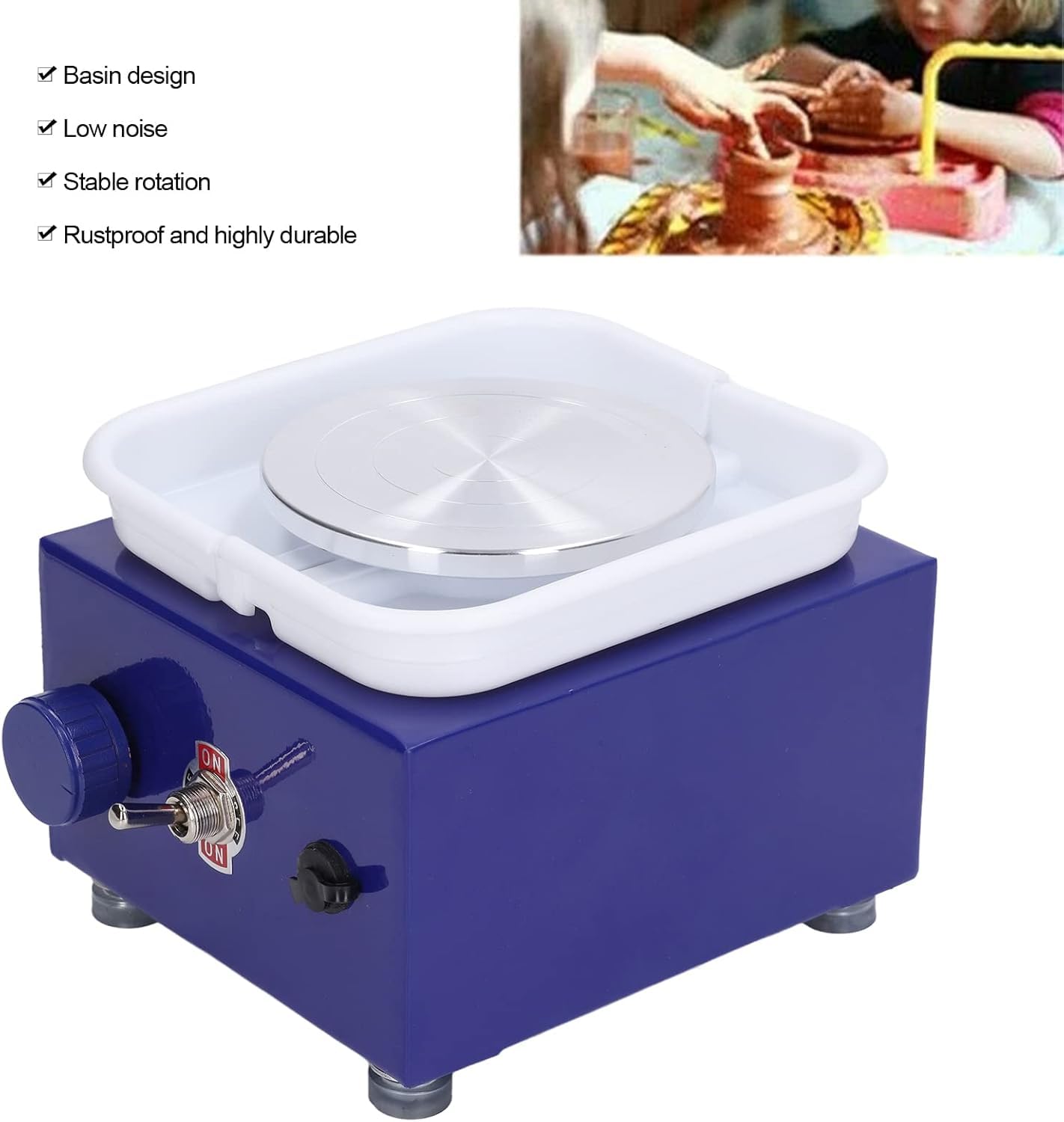 Mini Torno de Alfarería de Colores Brillantes, Estructura Compacta, Fácil Operación, Resistente Al óxido, Rendimiento Estable, Muy Duradero, Adecuado para Niños y Interacción