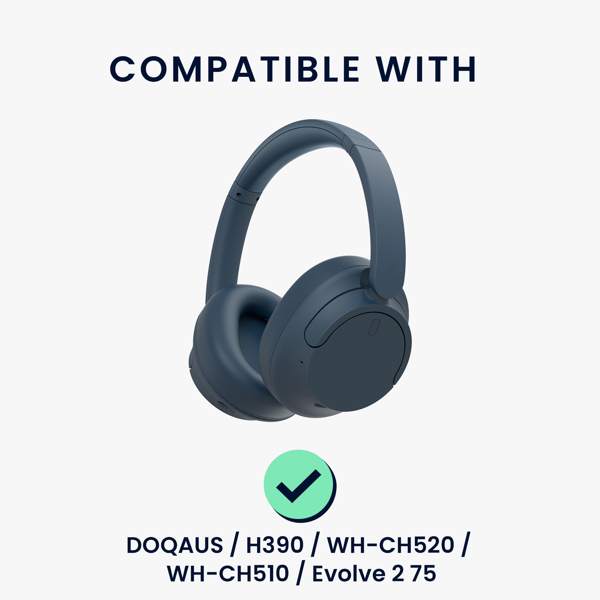 kwmobile Headphone Case Compatible with DOQAUS / H390 / WH-CH520 / WH-CH510 / Evolve 2 75 Headphones - 23 x 21 cm - Grey - Image 2