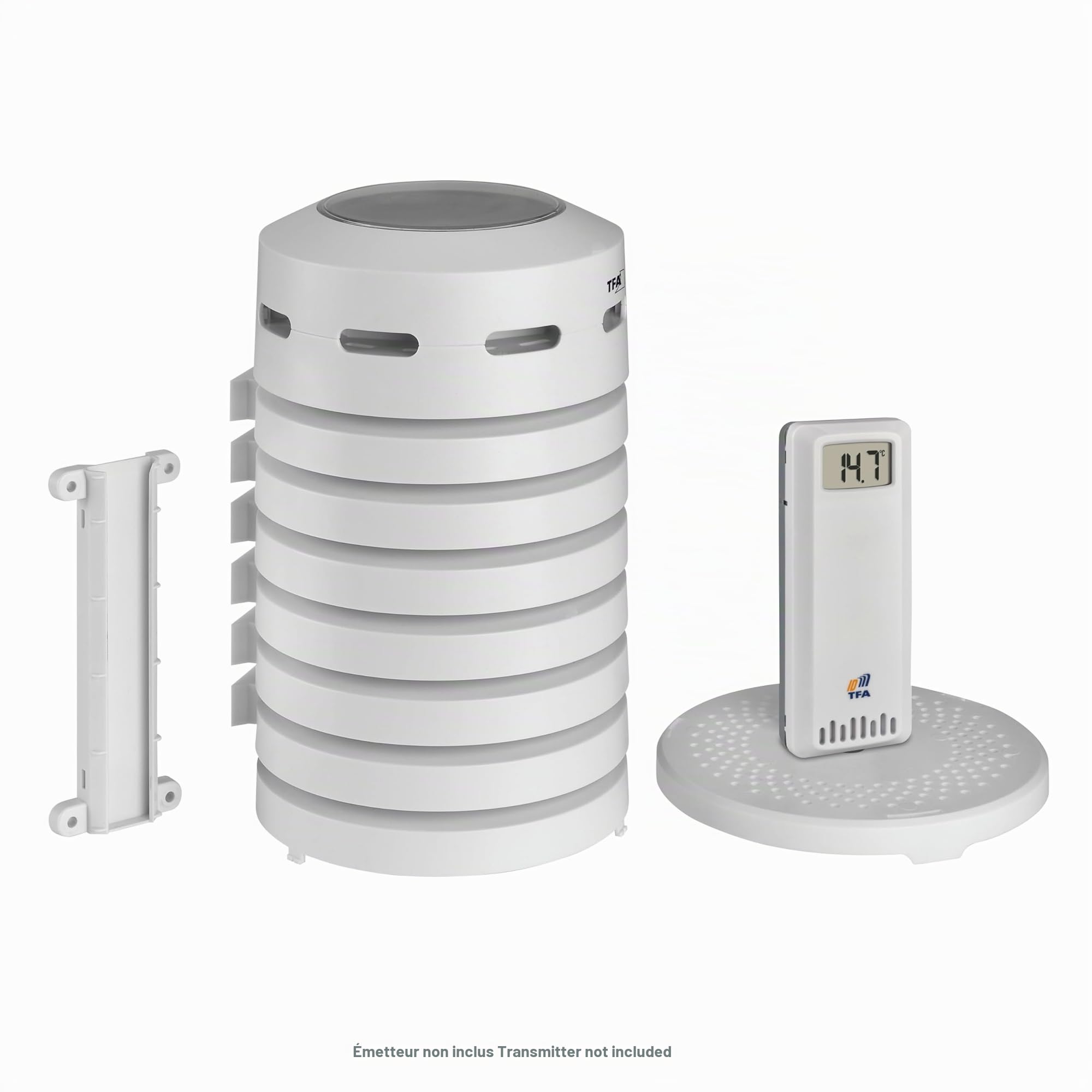 TFA Dostmann Housse de protection pour capteur extérieur avec ventilation, 98.1111.02, housse d'émetteur de stations météo/thermomètres, protection contre intempéries/précipitations/soleil, blanc