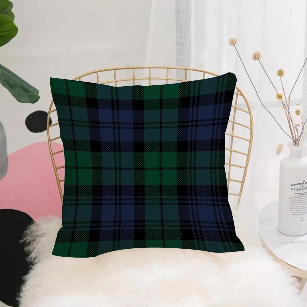 HYMSXW Cushion Cover,Throw Pillow Case Home Decorative for Living Room Bedroom Sofa Chair 20X20 Inch,Classic tartan pattern, repetitive design of green, blue and black squares,Pillowcase 50X50cm