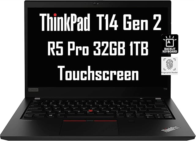 Lenovo ThinkPad T14 Gen 2 14" FHD Touchscreen (32GB RAM, 1TB SSD, AMD 6-Core Ryzen 5 Pro 5650U (Beat i7-1165G7)) Business Laptop, Backlit KB, Fingerprint Reader, Webcam, 3-Year Warranty, Win 11 Pro