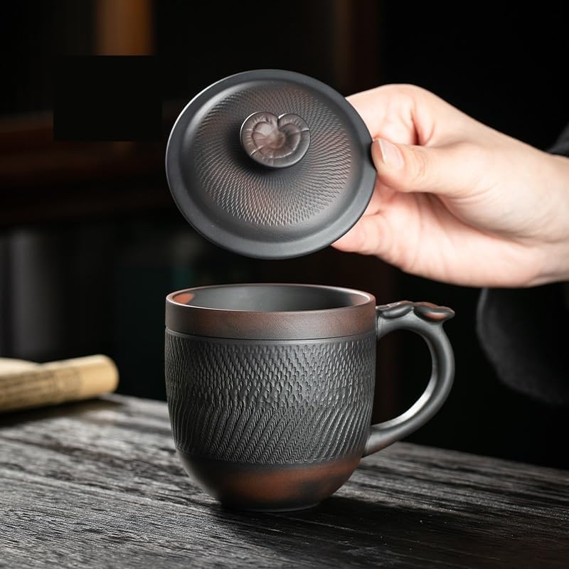 GSOUL Kungfu Tea cup Purple Ceramic Tea Cup Office Separation Brewing Mug With Lid Single Anti-scald Small Tea Cups