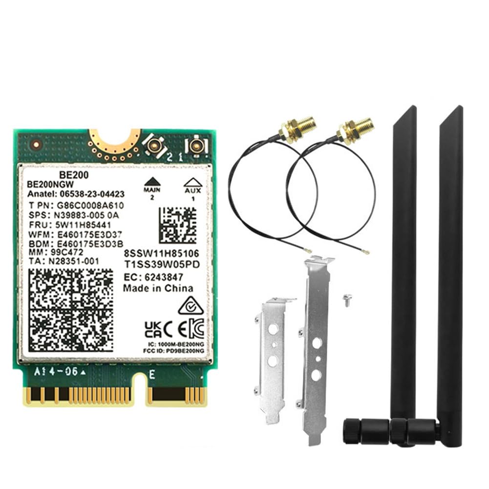 Per Win10/per Win11 BE200 WiFi 7 Card+8DBi Antenna 2.4G/5G/6Ghz Bluetooth 5.4 Adattatore WiFi 8774Mbps Scheda di Rete Wireless