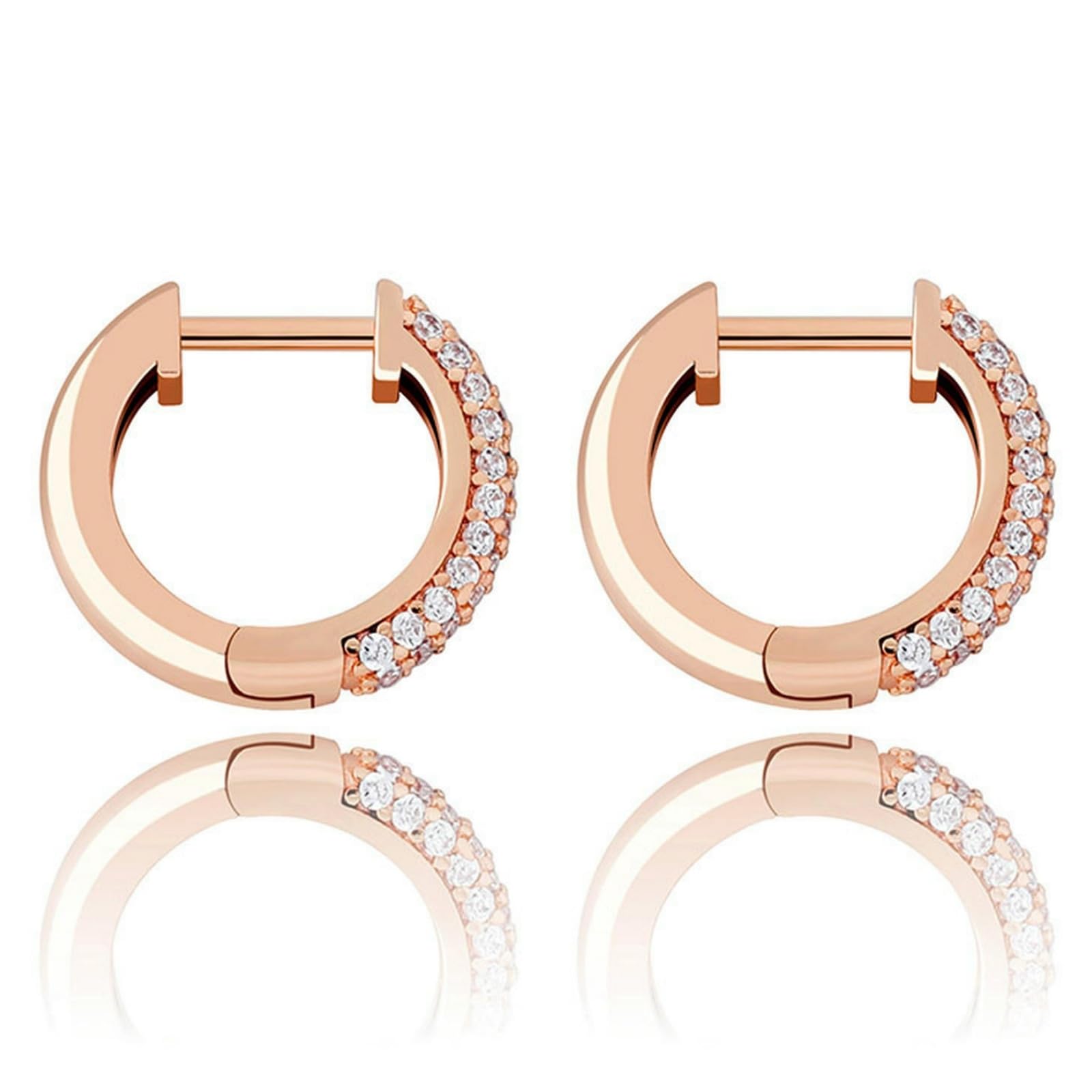 Orecchini a Cerchio in Argento Sterling con zirconi Rotondi Stile Hip Hop Design Bling Cerchio incernierato per Regali Unisex da Indossare Tutti i Giorni
