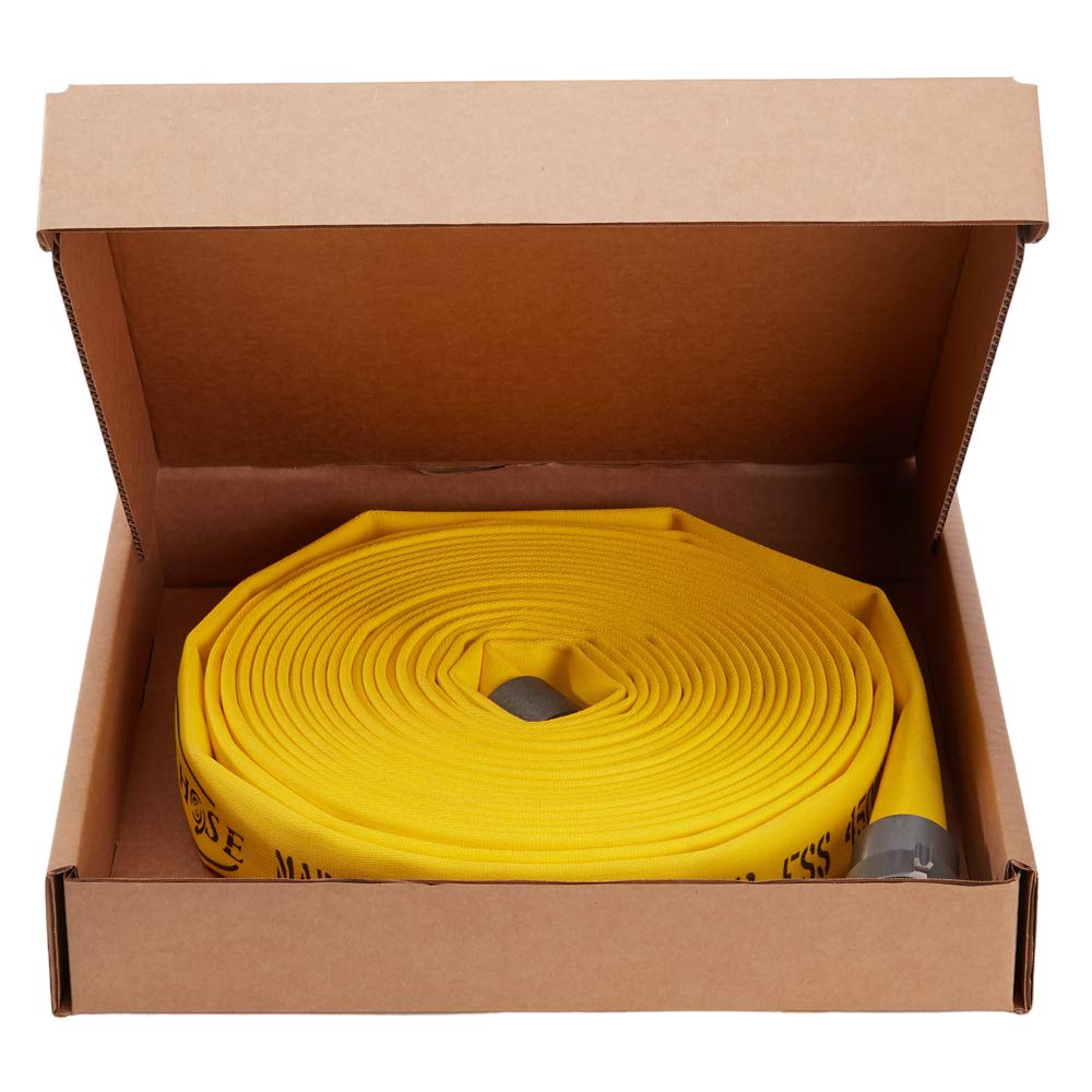 Fire Hose - 1" x 100' Lay Flat Water Hose - Made in the USA - Yellow Forestry Firefighter Hose - NH Couplings : Patio, Lawn & Garden