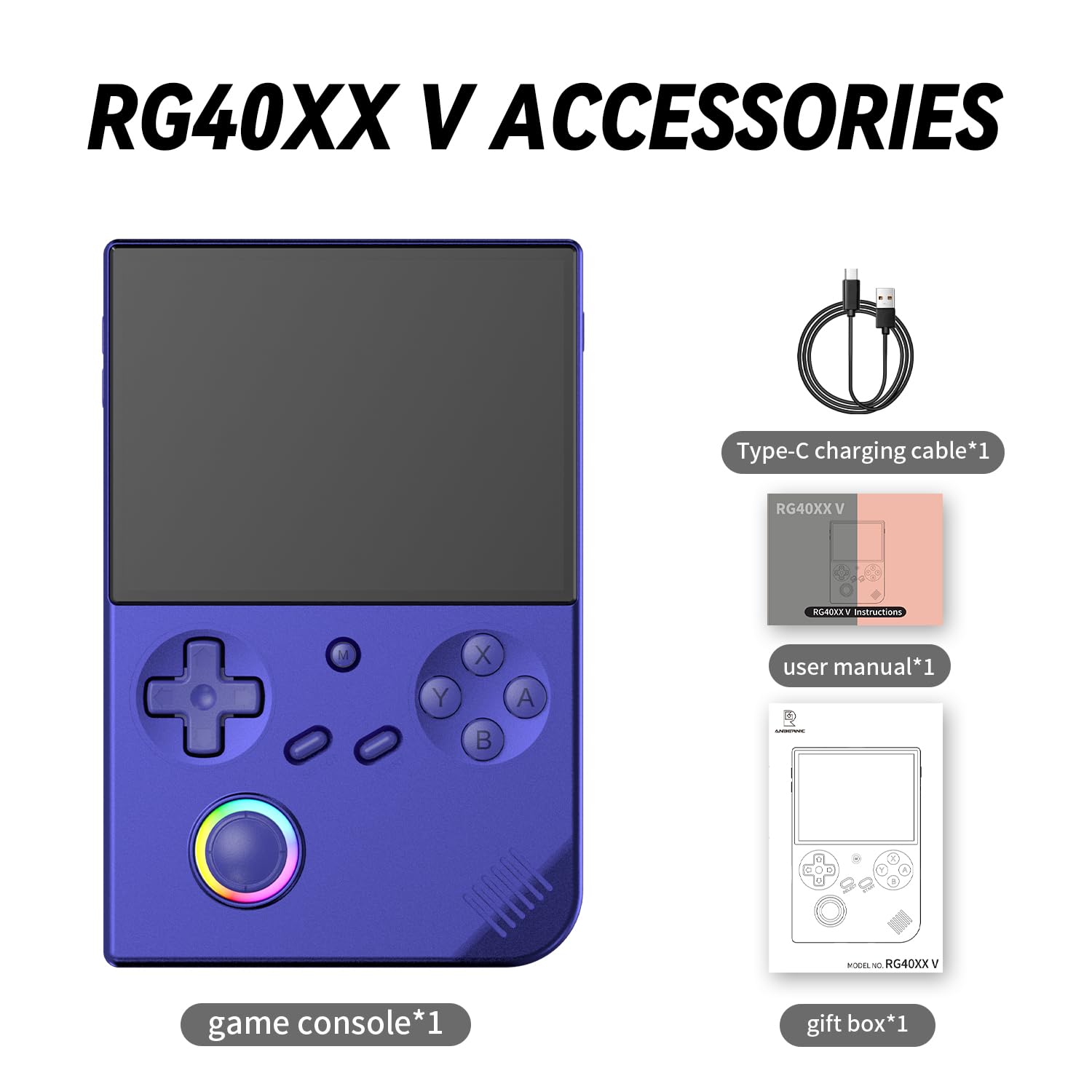 Anbenric RG40XX V - Consola de juegos de mano retro, IPS de 4.0 pulgadas, sistema operativo Linux, juegos clásicos precargados de 64 GB, H700 Quad-Core, WiFi Bluetooth, ideal para viajes, viajes
