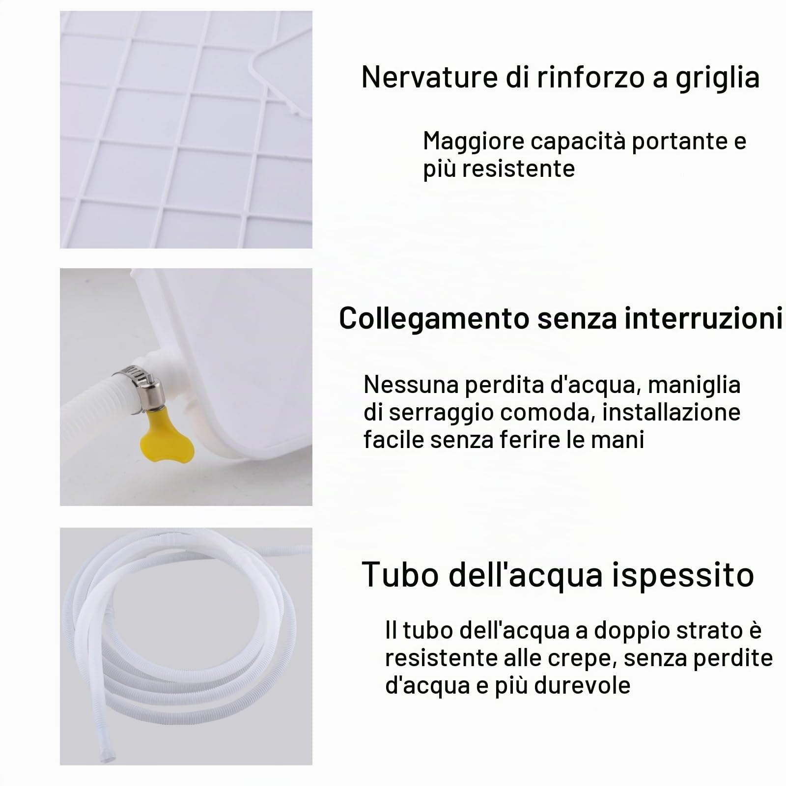 Vaschetta Condensa Condizionatore, Vaschetta di Raccolta Della Condensa in Plastica con Foro di Scarico e Tubo Flessibile da 3 Metri/10 Piedi, per Condizionatori D'aria Split Interni/Esterni(81.5x33x3