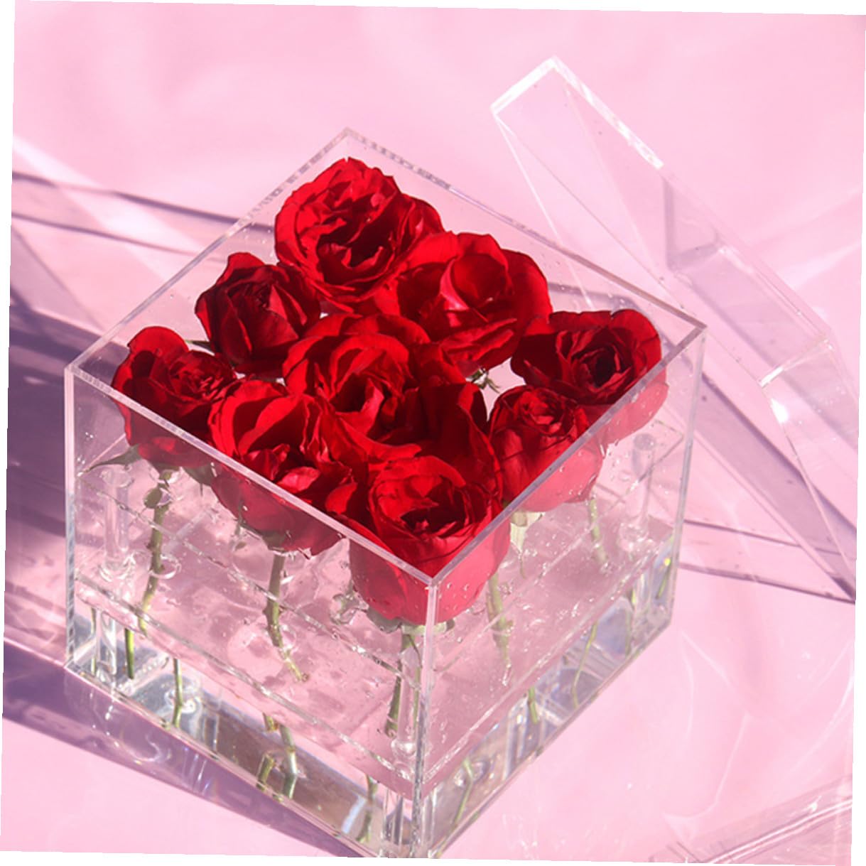 Scatola di Fiori Eterni in Acrilico Trasparente 16 Fori Contenitore per Composizioni Floreali Conservate Fioriera Rigida per Confezioni Regalo e Decorazioni Matrimonio