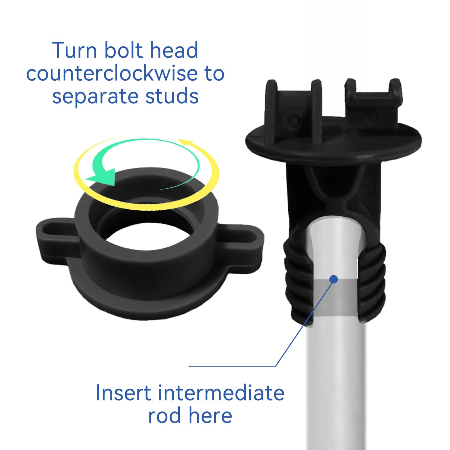 Tissting 100 Piezas Aisladores de Pastor Eléctrico en ABS – Tipo Perno para Cerca de Granja, Compatible con Varilla de 9.5mm, Tamaño 55x48mm (Negro)