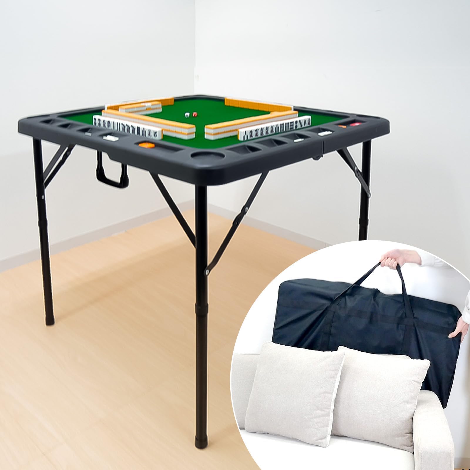 中古美品 麻雀卓 折りたたみ 手打ち 家庭用 持ち運び 高さ調整ブラック Amazon.co.jp: 【シリーズ累計70,000台突破】 clasimple 麻雀卓