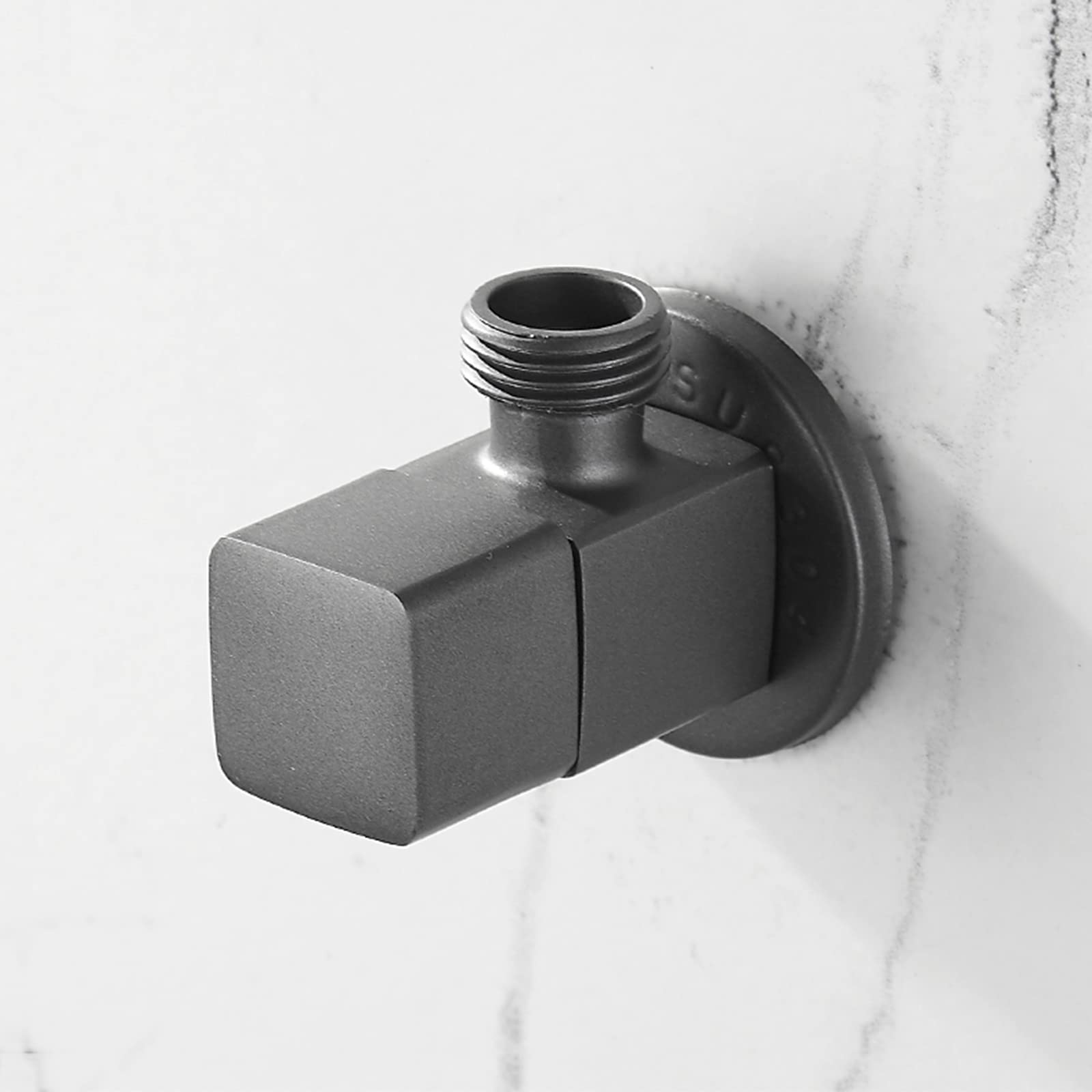 Ventil schwarz Wasserventil 1/2 Zoll Ventil Messing schwarz Wandmontage quadratisch Badezimmer Küchenanschlussventil 1/2 Absperrventil Wasserleitung, schwarz(Gris)