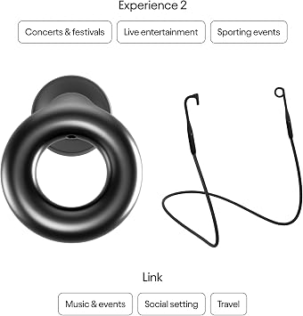 Loop Experience 2 Ear Plugs + Loop Link Connector Set | Ear Plugs for Live & Festival | Includes Anti-lost Strap
