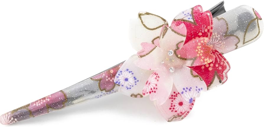 確認　ヘアゴム　リボン　1177　和柄　紫　藍　花 確認ヘアゴムリボン1177和柄紫藍花