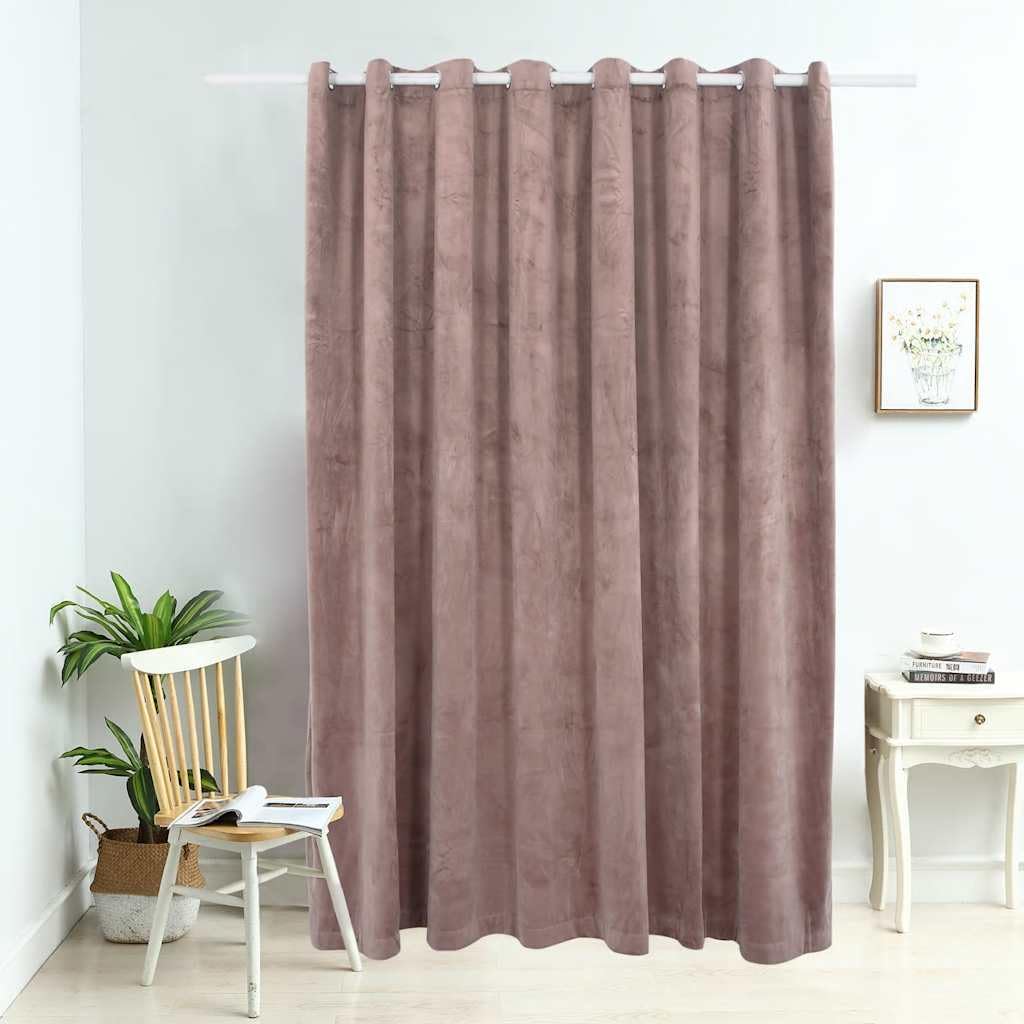 Rideau occultant velours rose antique 290x245 cm pour un salon élégant