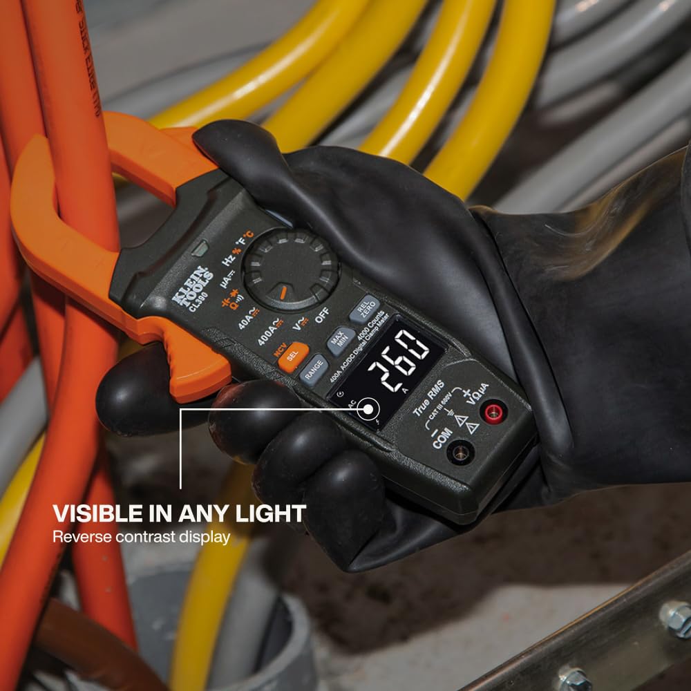 Klein Tools 80197 AC/DC Clamp Meter Kit con Gancho Magnético, Auto-Ranging TRMS, 400 Amp, Probador de Voltaje NCVT, Kit de Prueba Profesional