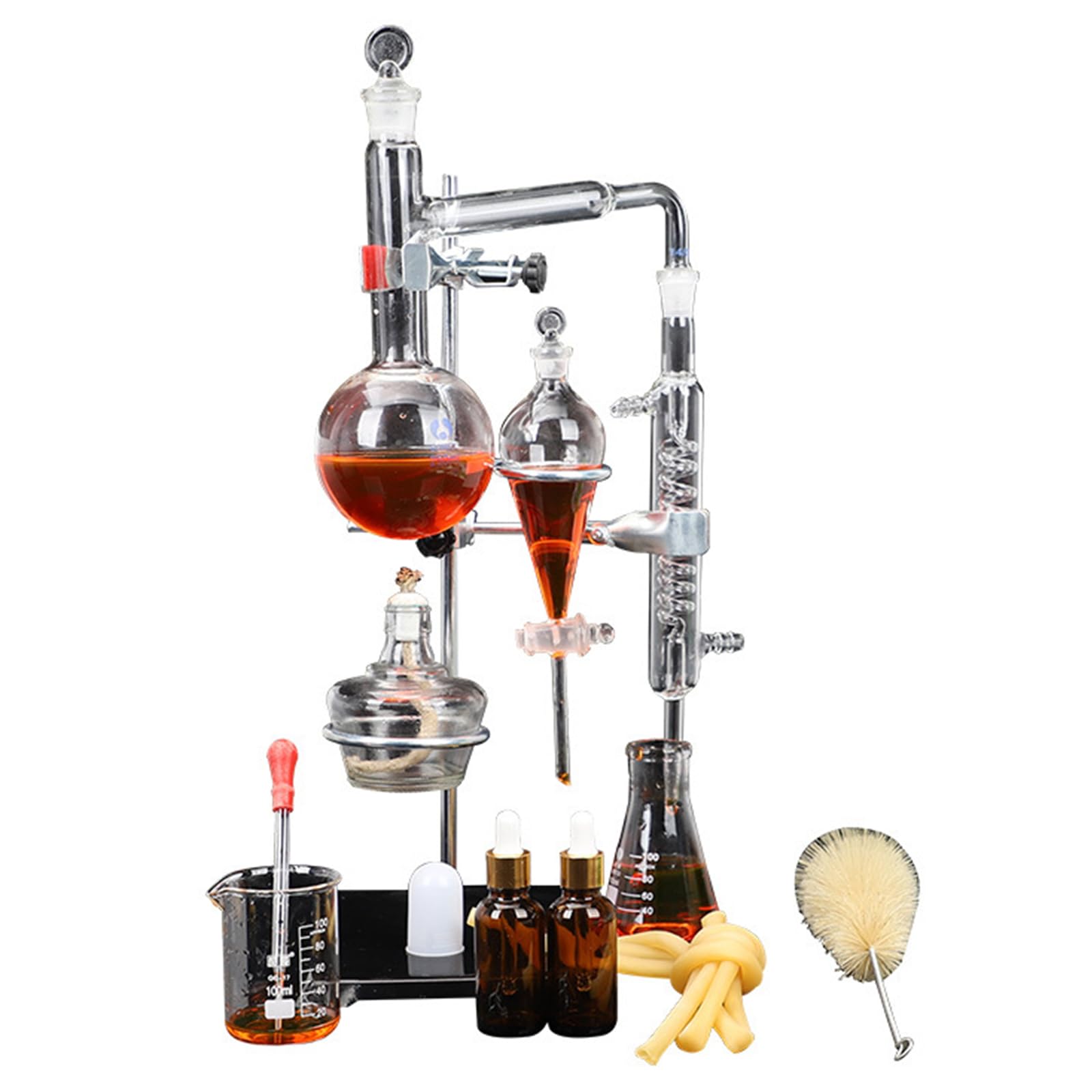 Destilador de aceites Esenciales de 500 ml, Aparato de destilación de Laboratorio con Embudo de separación y Tubo Condensador, Ideal para destilar y producir su Propio Aceite Esencial